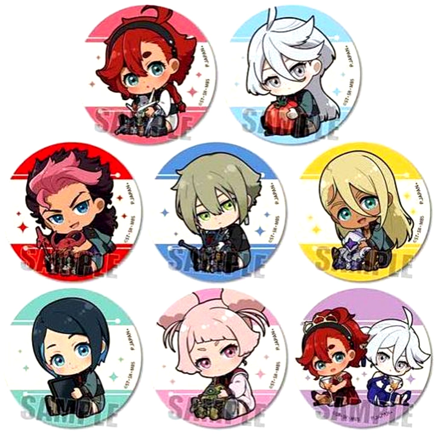 Set of 8 Mobile Suit Gundam The Witch from Mercury Trading Can Badge Gyugyutto [USED]