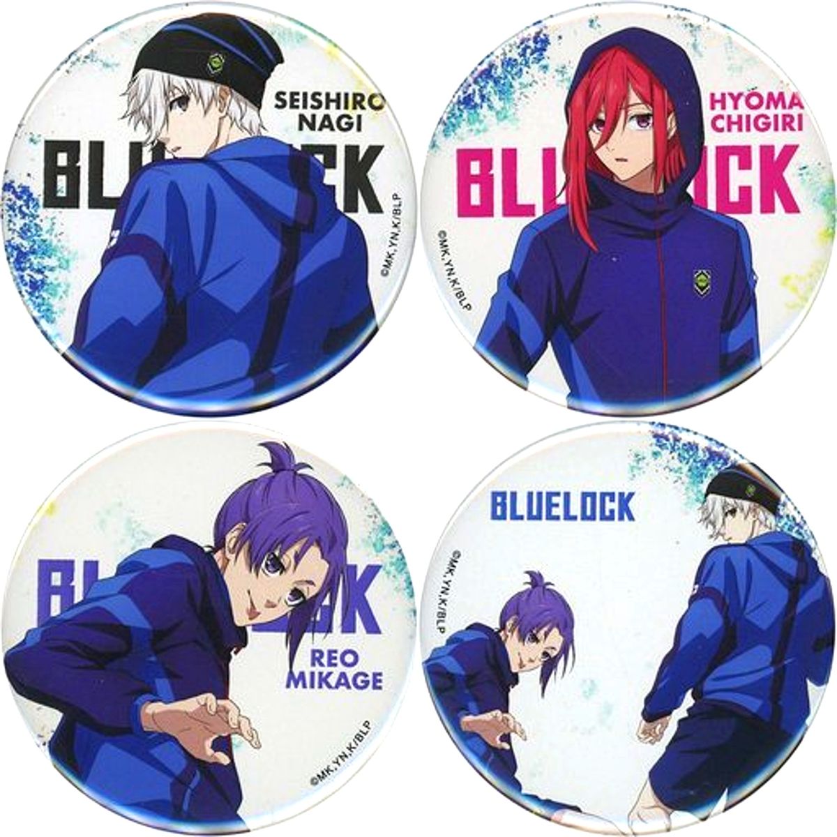 Set of 4 Seishiro Nagi, Reo Mikage, Hyoma Chigiri Blue Lock Life-Size Button Type B [USED]