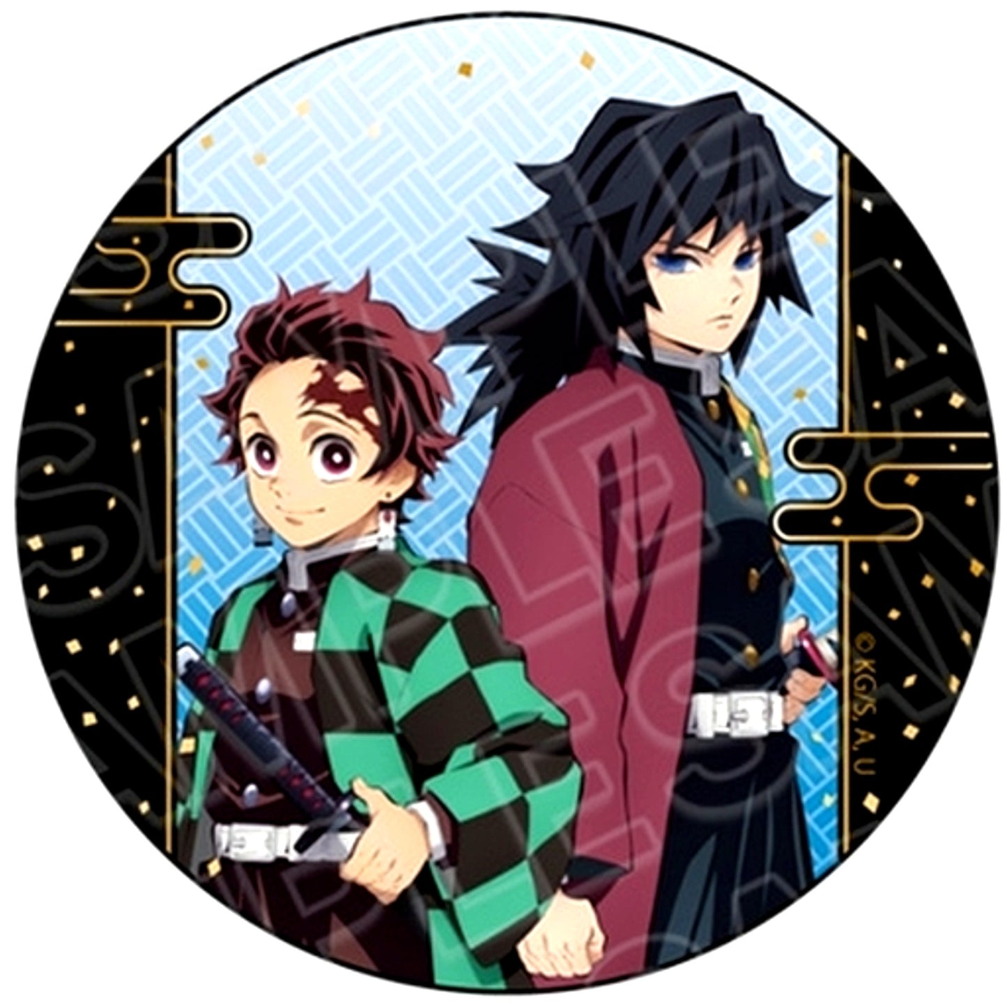 B. Tanjiro Kamado & Giyu Tomioka Button Demon Slayer: Kimetsu no Yaiba [USED]