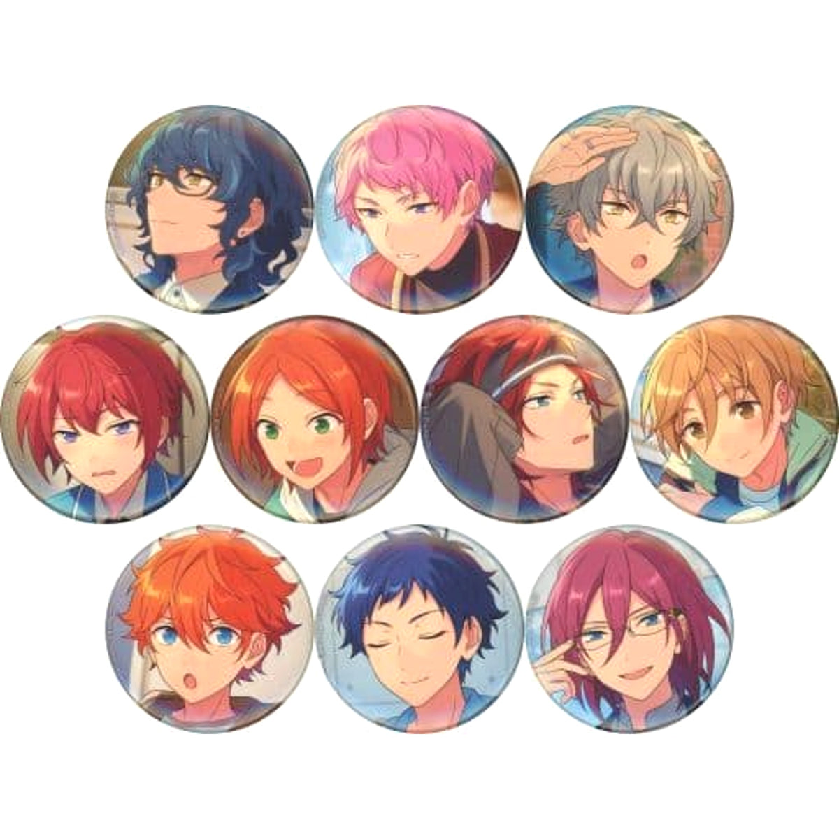 Ensemble Stars!! Koga Ogami & Others Shuffle Can Badge Blend+&Flambe! Casual Side All 10 Types Set Buttons [USED]