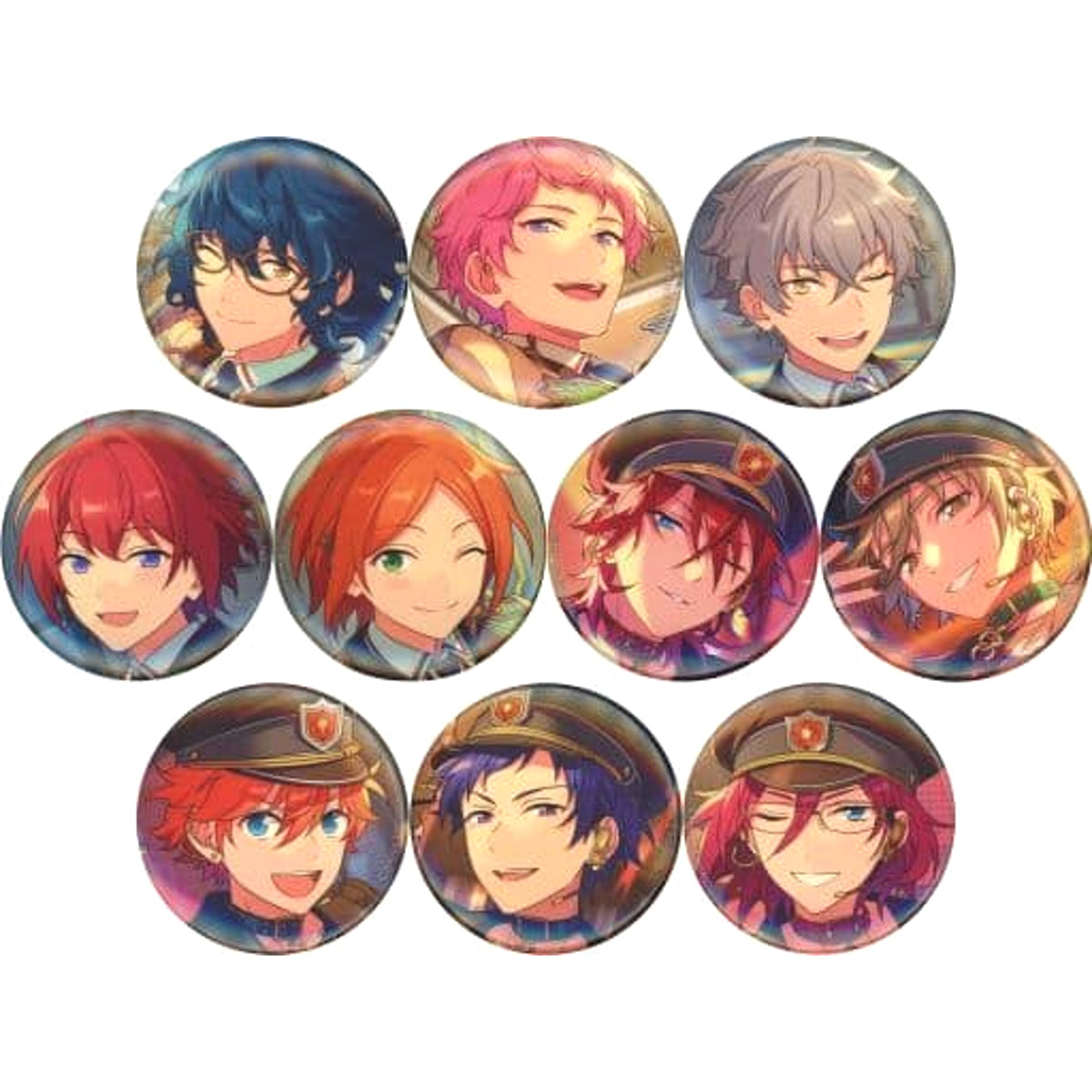 Ensemble Stars!! Koga Ogami & Others Shuffle Can Badge Blend+&Flambe! Idol Side All 10 Types Set Buttons [USED]