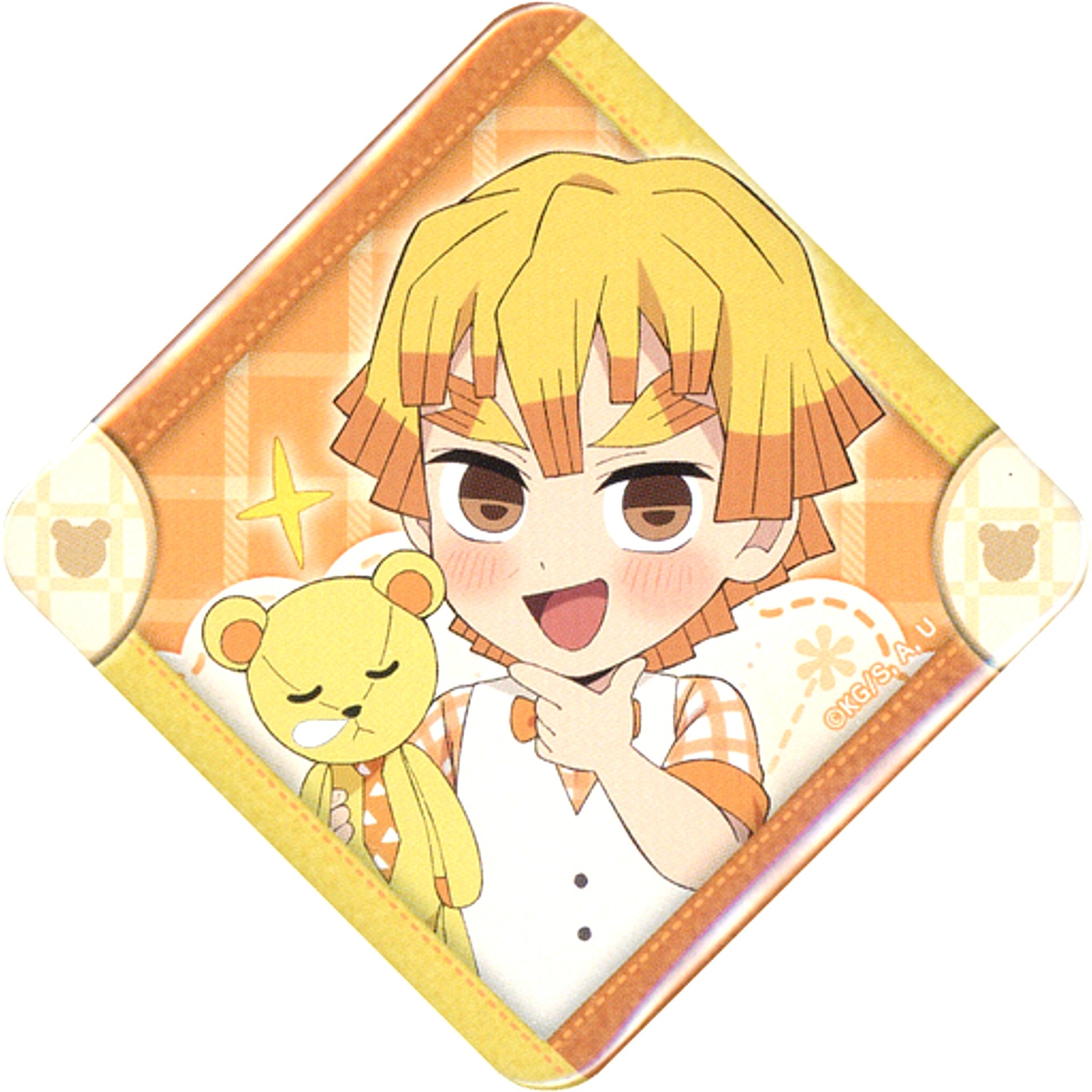 Zenitsu Agatsuma Demon Slayer: Kimetsu no Yaiba Random Diamond Shape Button B x ufotable Cafe Machi Asobi CAFE White Day Event 2023 [USED]