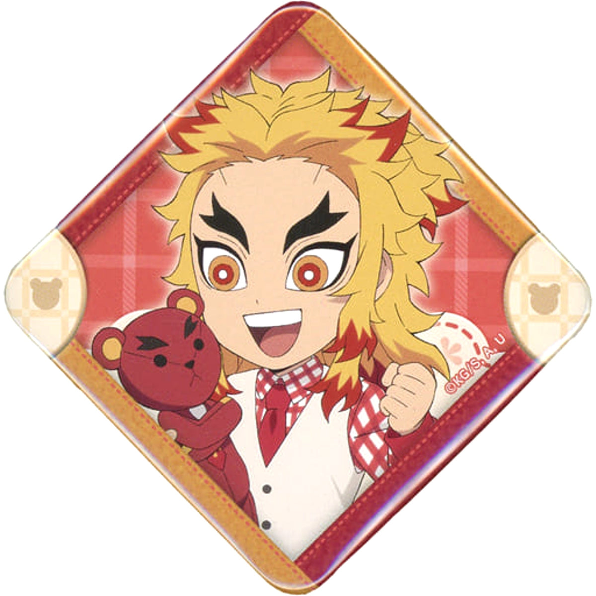 Demon Slayer: Kimetsu no Yaiba Kyojuro Rengoku Random Diamond-Shaped Can Badge B Ufotable Cafe Machi Asobi Cafe White Day Event 2023 Limited Buttons [USED]