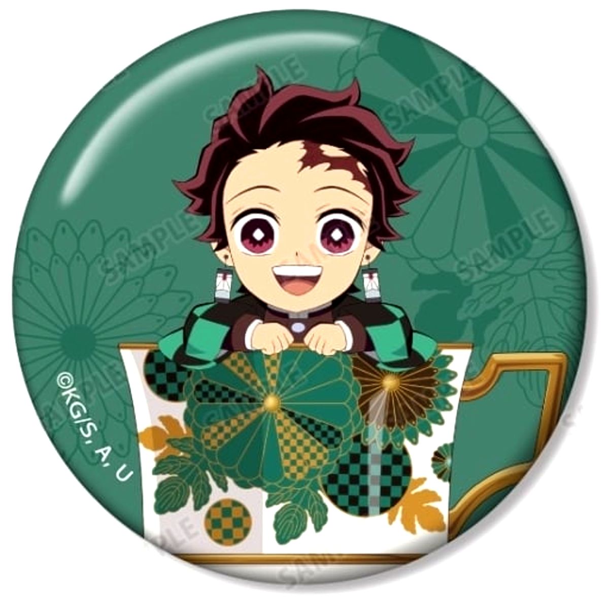 Tanjiro Kamado Demon Slayer: Kimetsu no Yaiba Trading Mini Chara Teacup ver. Button [USED]
