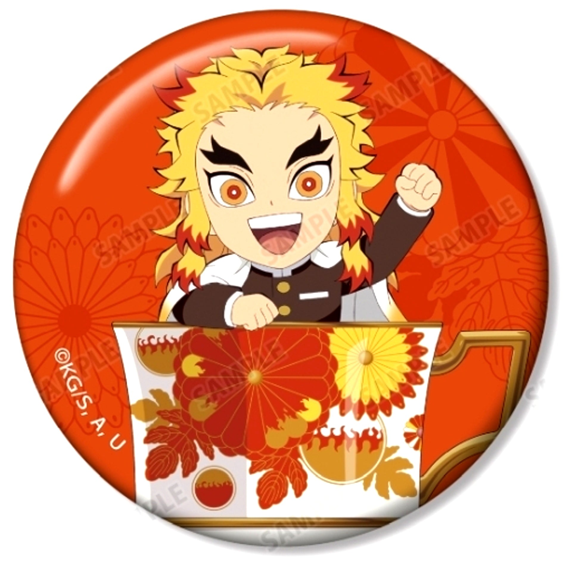 Kyojuro Rengoku Demon Slayer: Kimetsu no Yaiba Trading Minichara Tea Cup Ver. Button [USED]