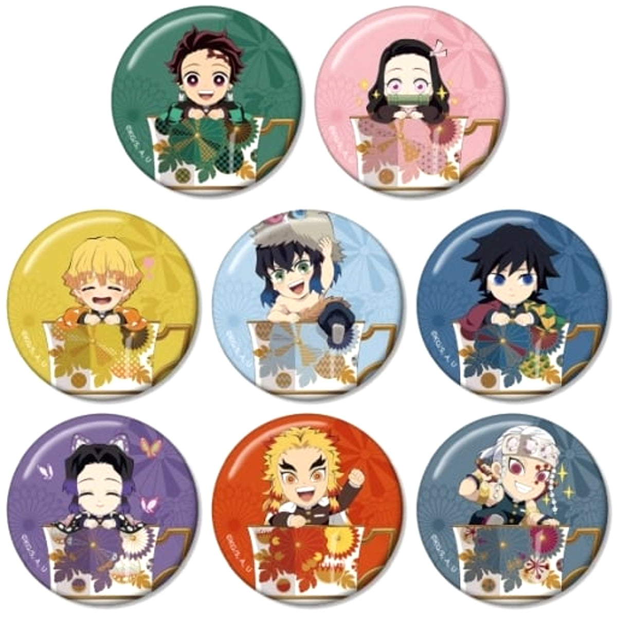 Demon Slayer: Kimetsu no Yaiba Nezuko Kamado & Others All 8 Types Set Mini Chara Random Button Tea Cup Ver. [USED]