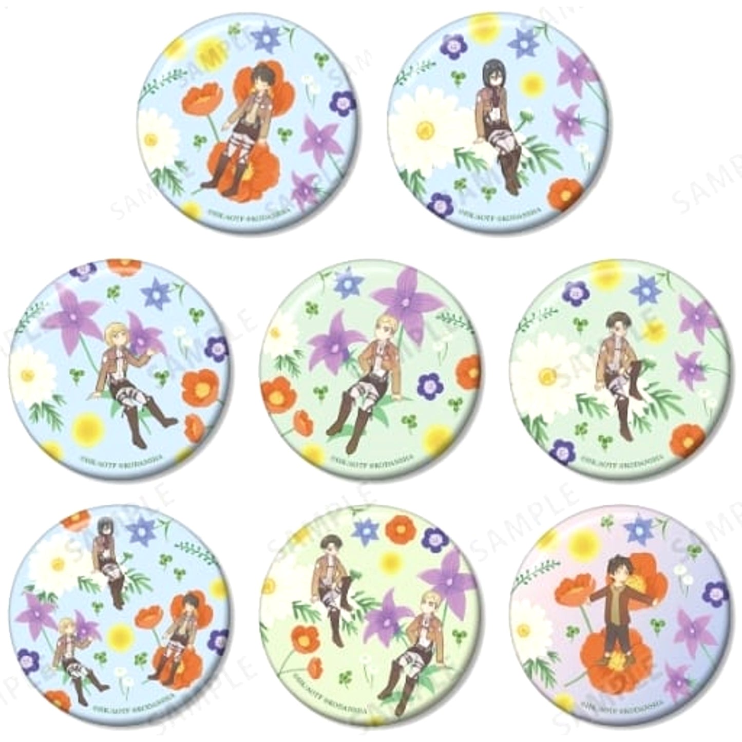 Attack on Titan Ellen Yeager & Others Trading Botania Can Badge All 8 Types Set Buttons [USED]