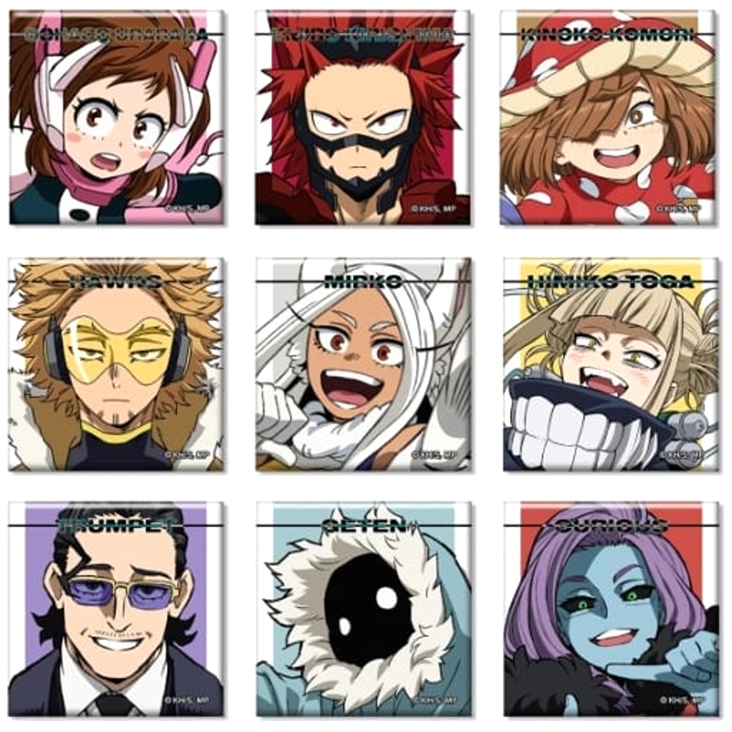 My Hero Academia Ochaco Uraraka & Others Trading Square Can Badge Ver.C All 9 Types Set Buttons [USED]