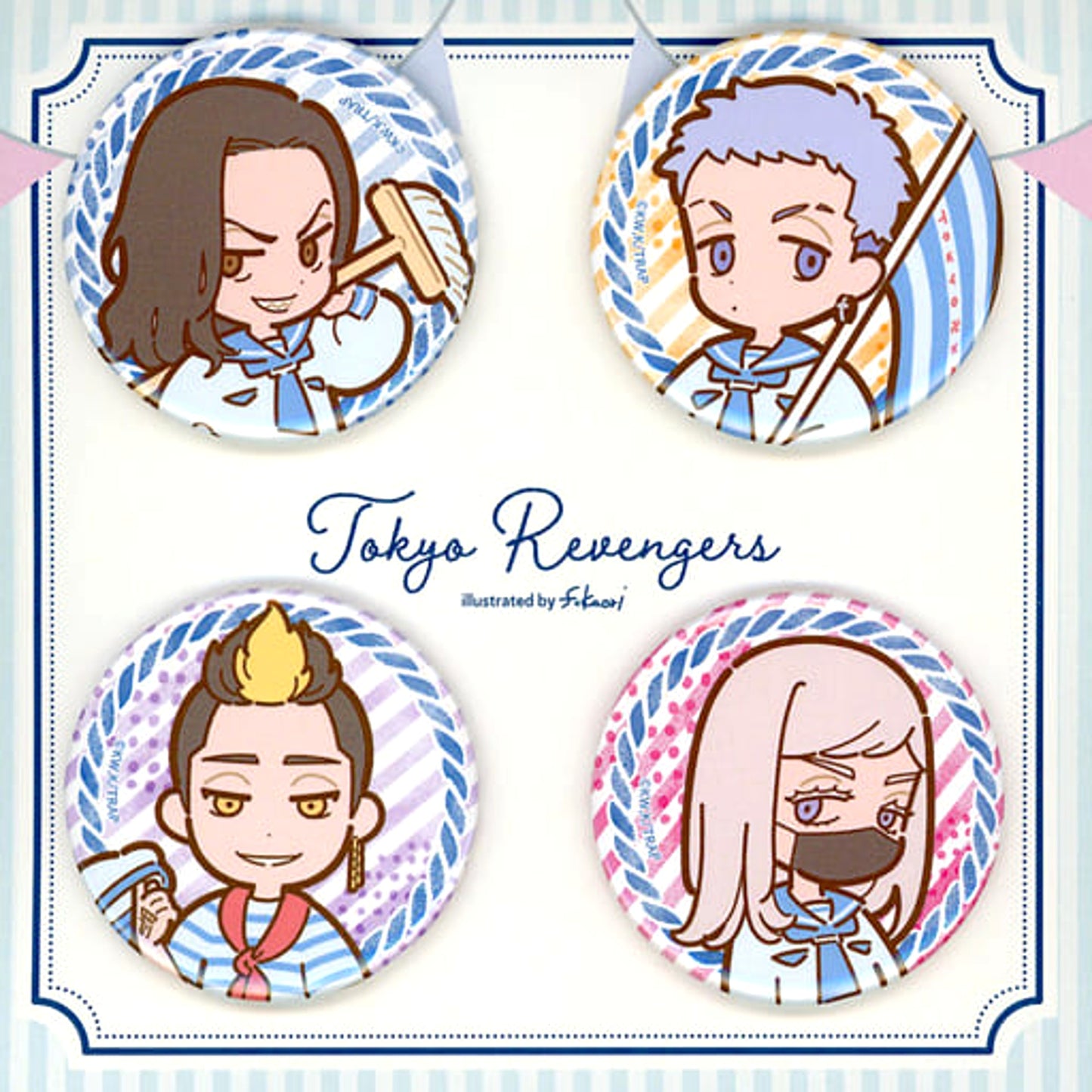 Tokyo Revengers Keisuke Baji & Others Can Badge F*Kaori Collaboration C Anime Japan 2023 Limited Set of 4 Buttons [USED]