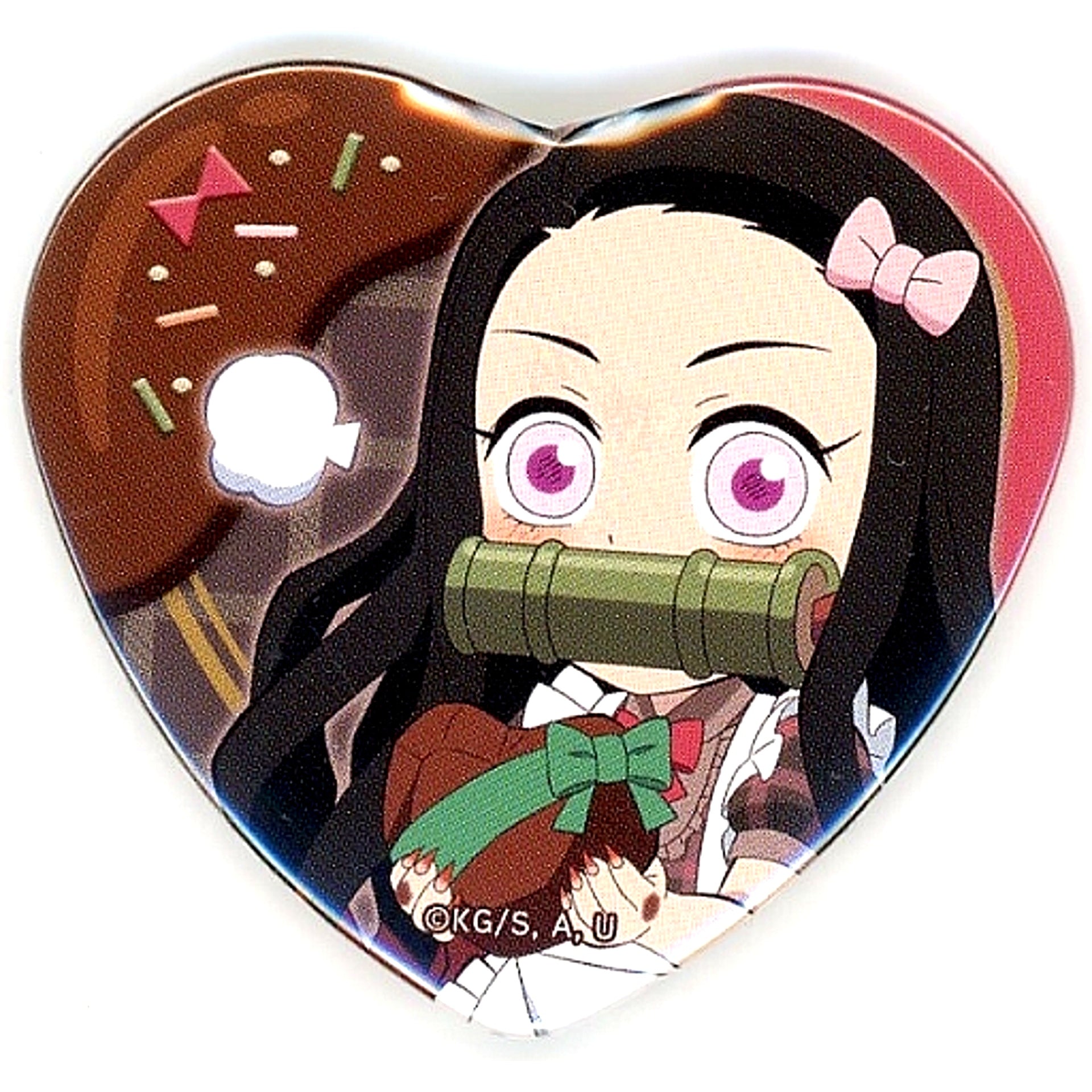 Nezuko Kamado Demon Slayer: Kimetsu no Yaiba Random Heart Shape Button ufotable Cafe Machi Asobi CAFE Valentine Event 2023 [USED]