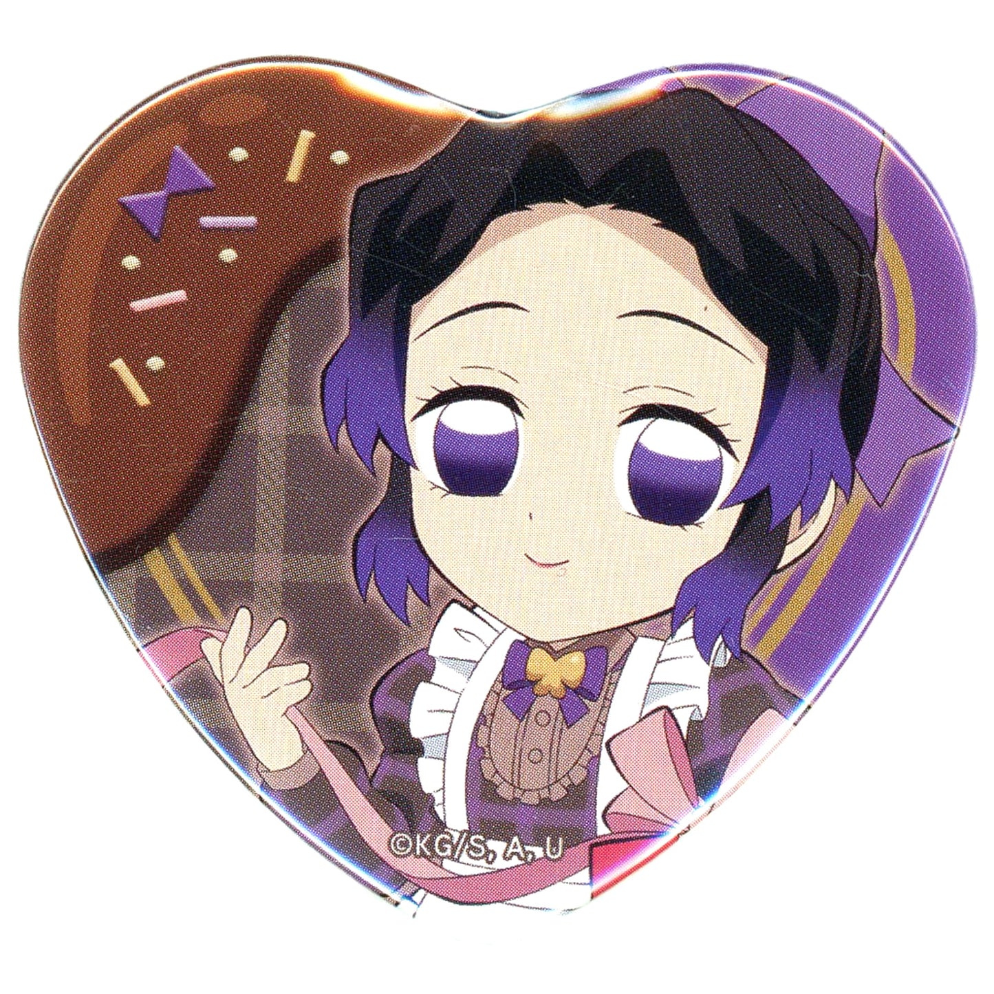 Shinobu Kocho Demon Slayer x ufotable Cafe MACHI ASOBI CAFE Valentine Event 2023 Random Heart Shaped Button [USED]