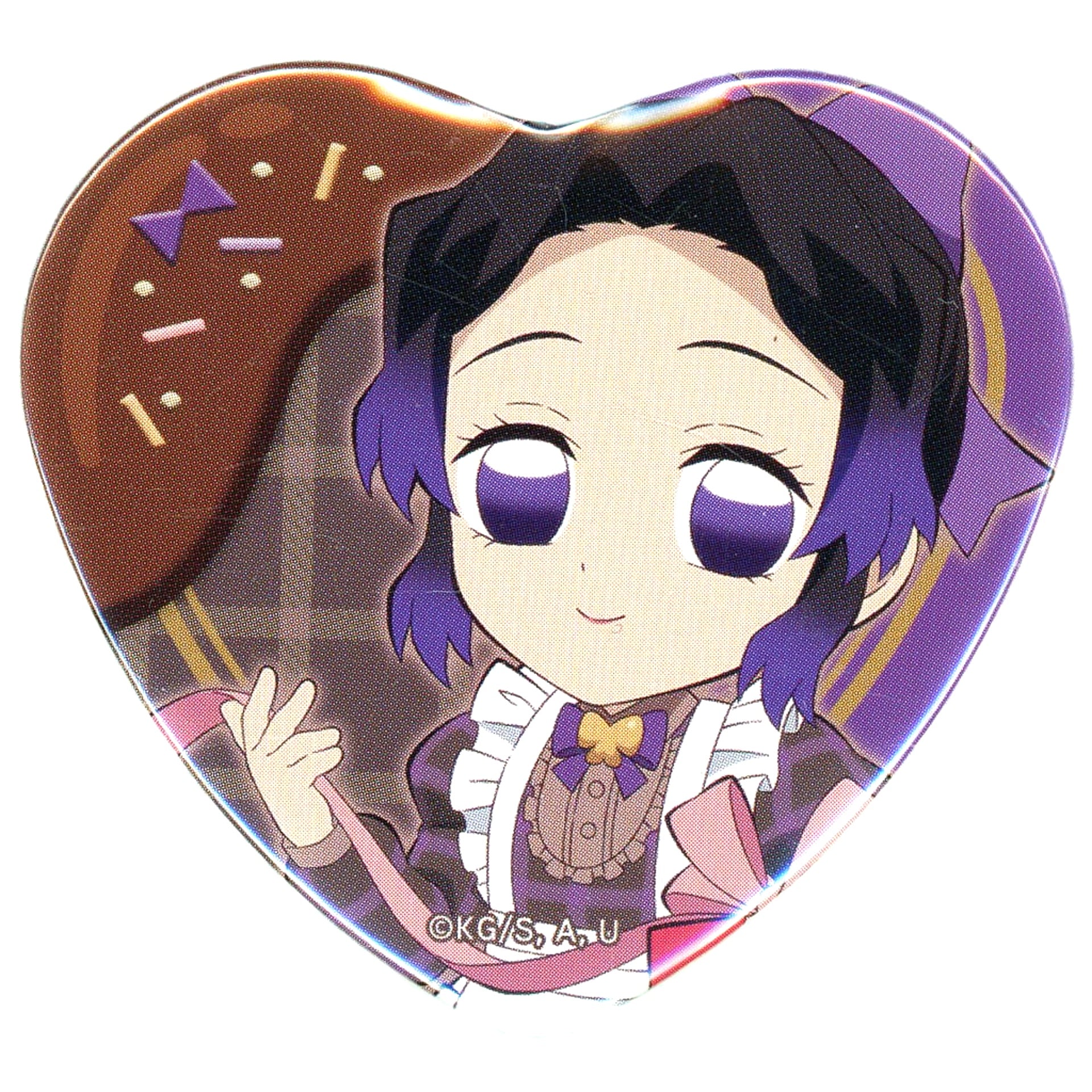 Shinobu Kocho Demon Slayer x ufotable Cafe MACHI ASOBI CAFE Valentine Event 2023 Random Heart Shaped Button [USED]