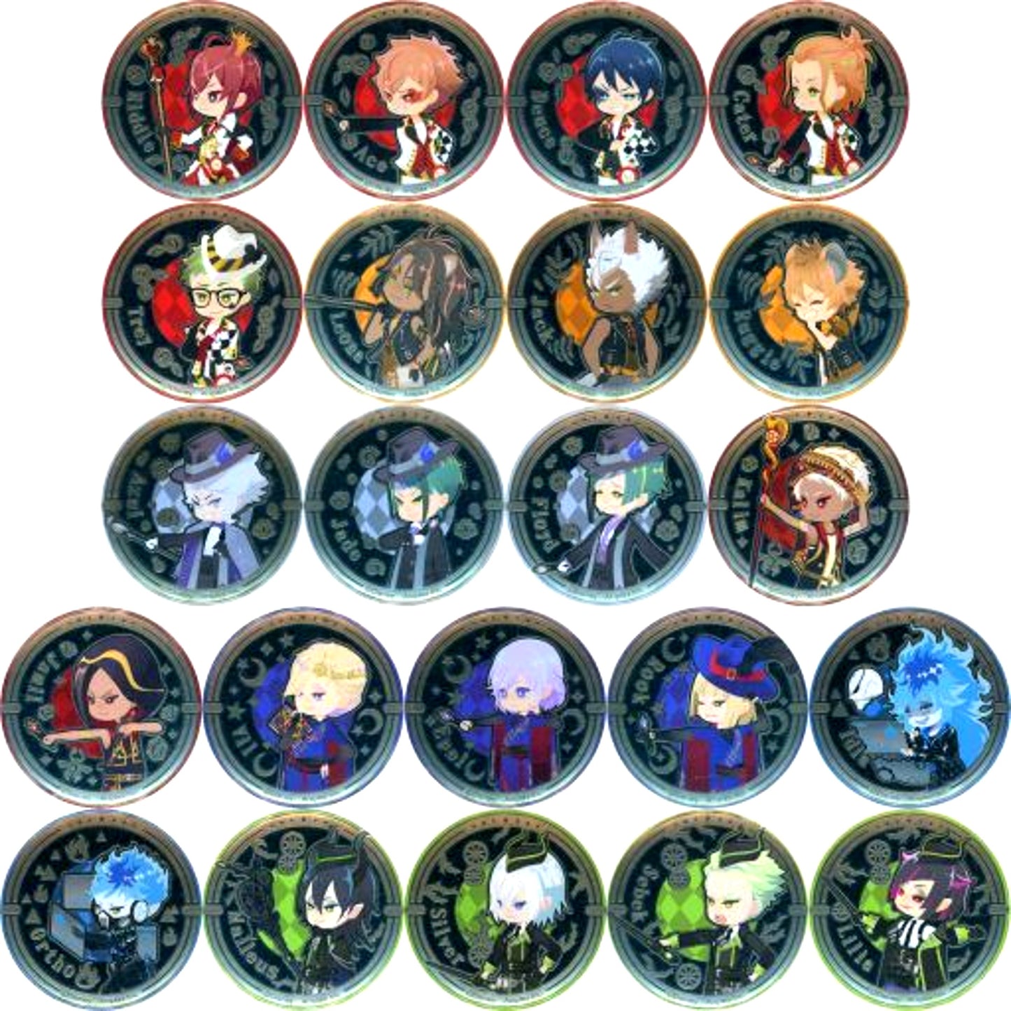 Set of 22 Disney Twisted Wonderland Relief Metal Button Collection Dorm Uniform Ver. [USED]