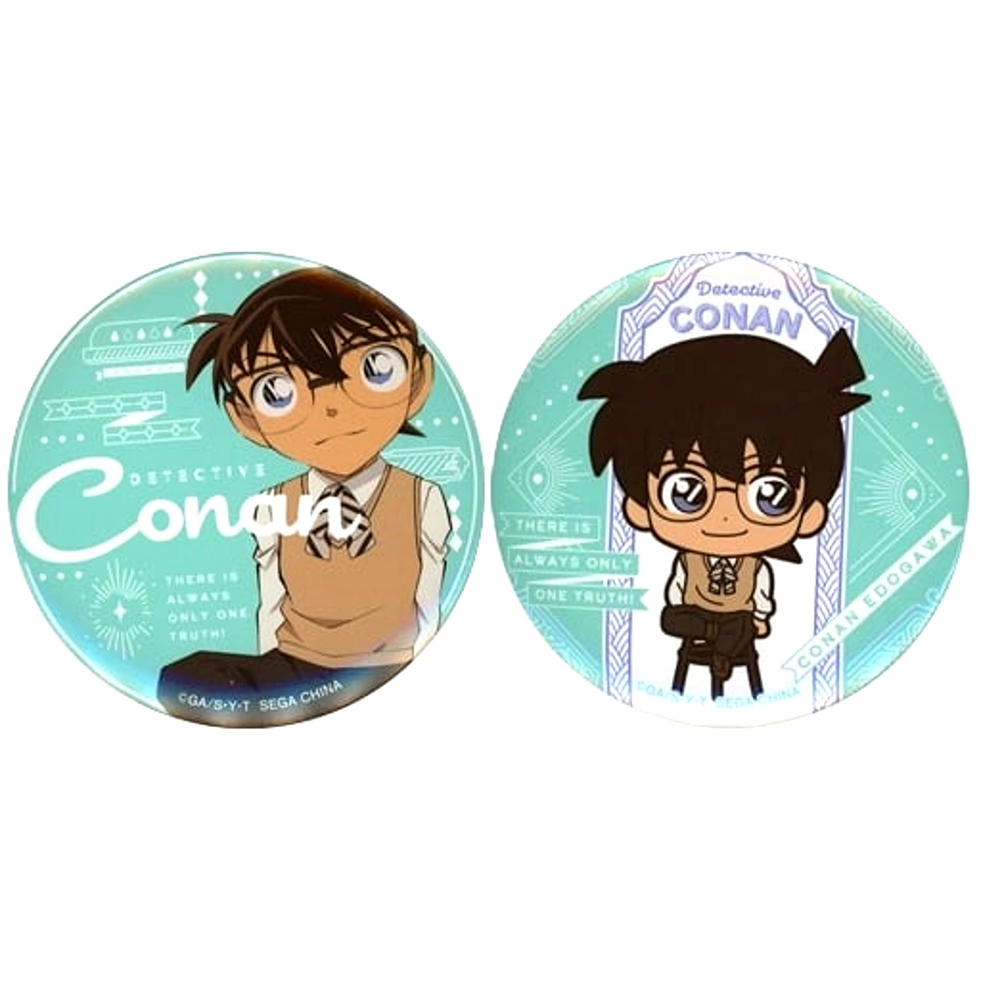 Conan Edogawa Can Badge Set of 2 Sega Lucky Kuji Detective Conan Trad style collection Prize K [USED]