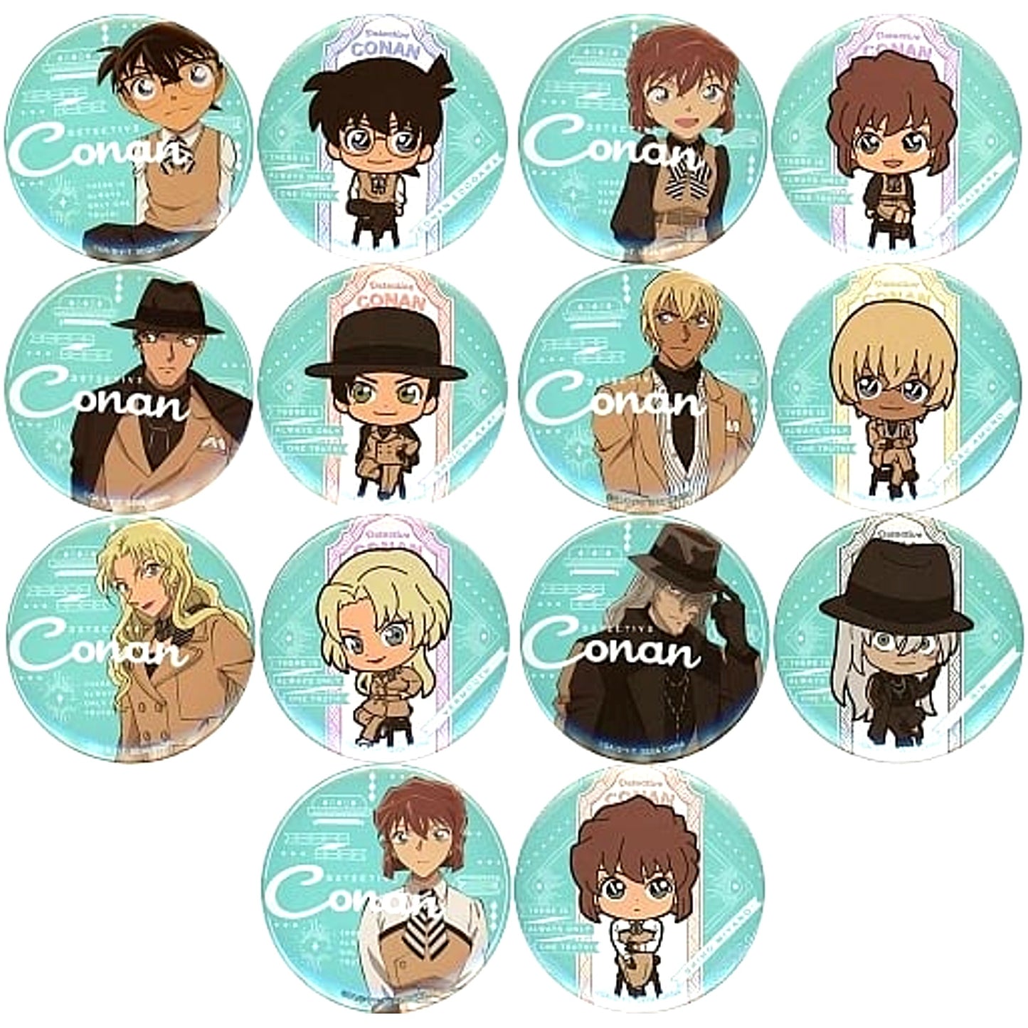 Detective Conan Conan Edogawa & Others All 7 Types Set Sega Lucky Kuji Trad Style Collection Button Set Prize K [USED]