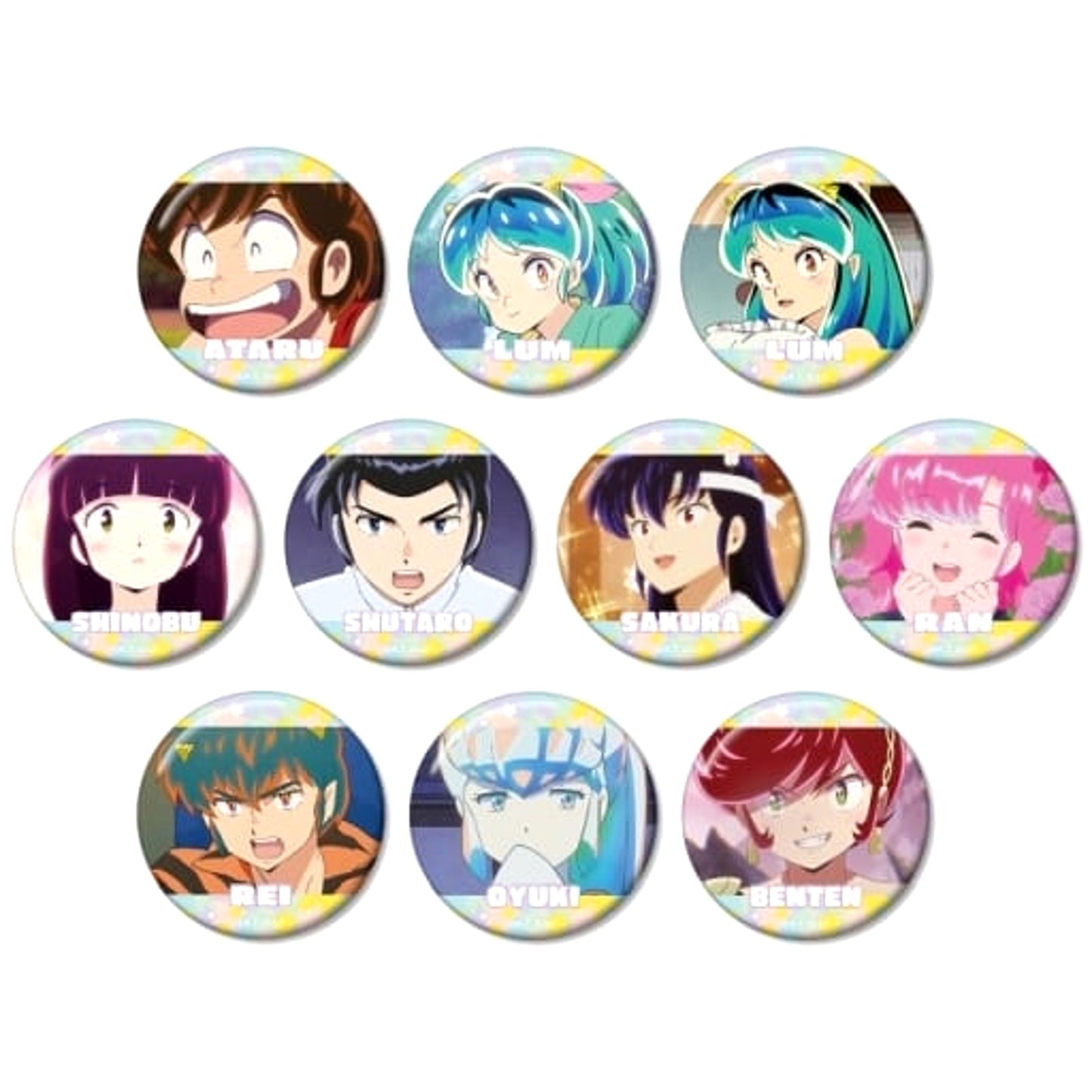 Urusei Yatsura Shinobu Miyake & Others Trading Scene Badge All 10 Types Set Buttons [USED]