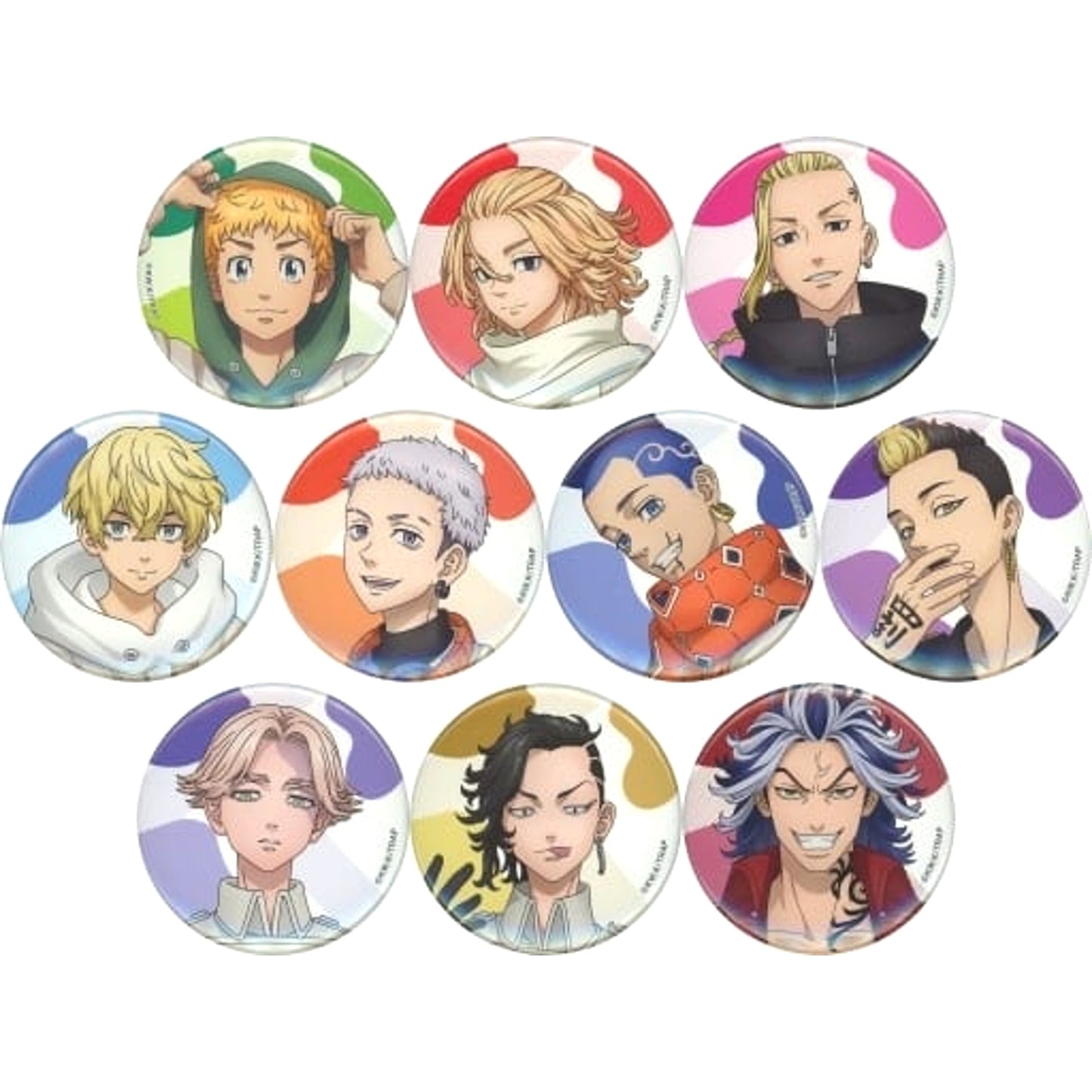 Manjiro Sano & Others Tokyo Revengers All 10 Types Set Chara Badge Collection [USED]