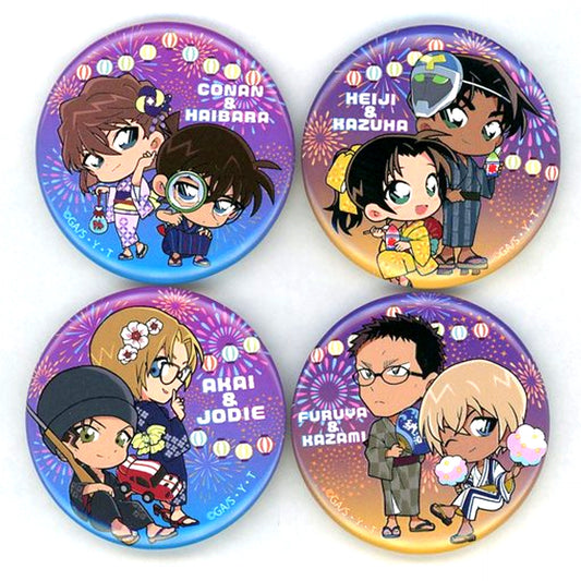 Set of 4 Group Detective Conan Button Summer Festival Osaka Castle Honjin SPECIAL SHOP [USED]