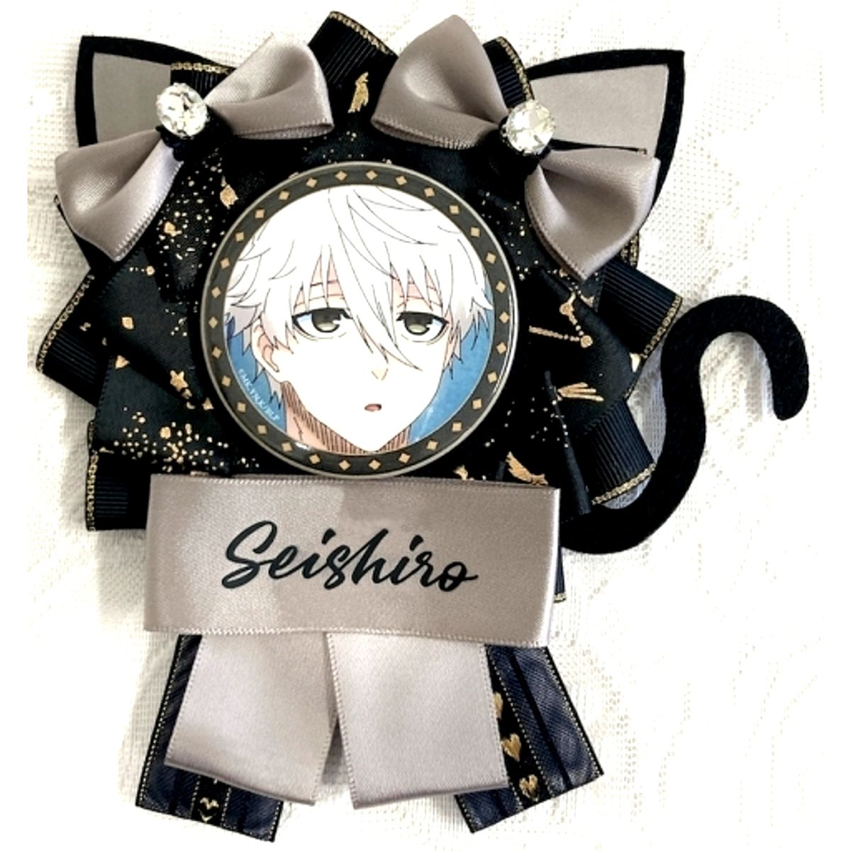 Seishiro Nagi Blue Lock Cat Ear Rosette Button Badge Set [USED]