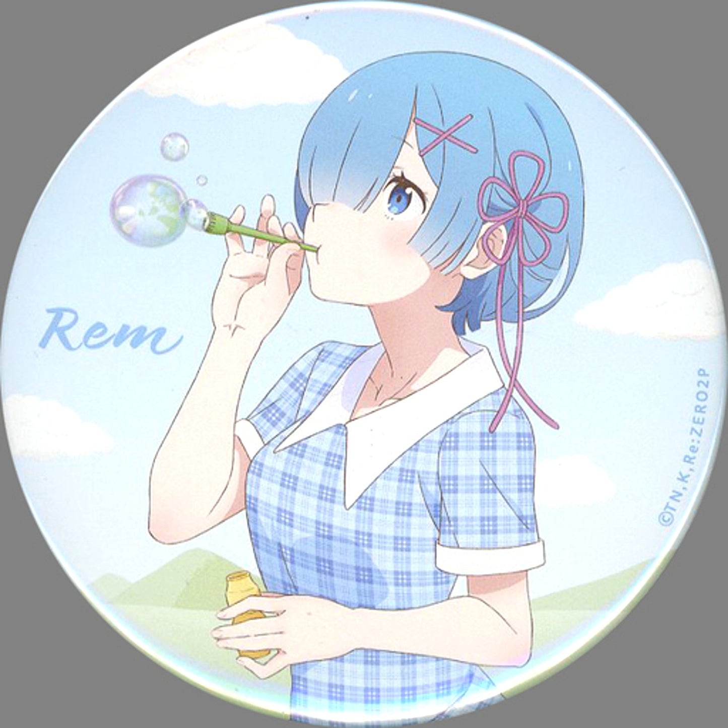 Rem Re:ZERO Starting Life in Another World Drawn 76mm Button Prize D-3 Kujibikido Online Kuji Picnic Ver [USED]