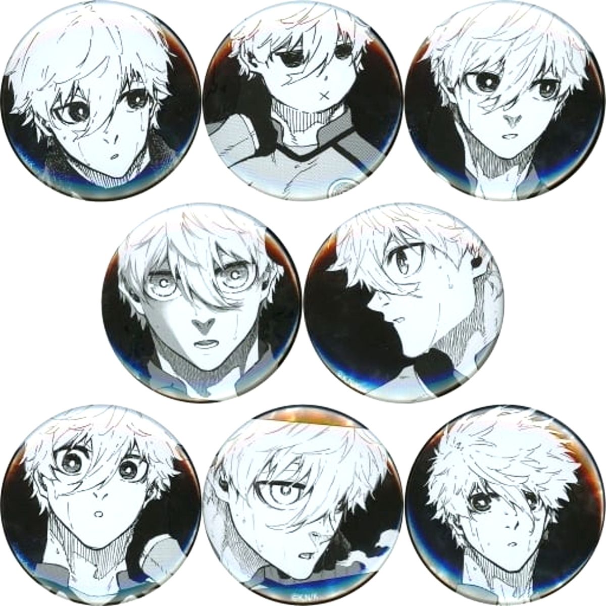 Set of 8 Seishiro Nagi Blue Lock Chara Badge Collection BLUE LOCK Exhibition Button [USED]