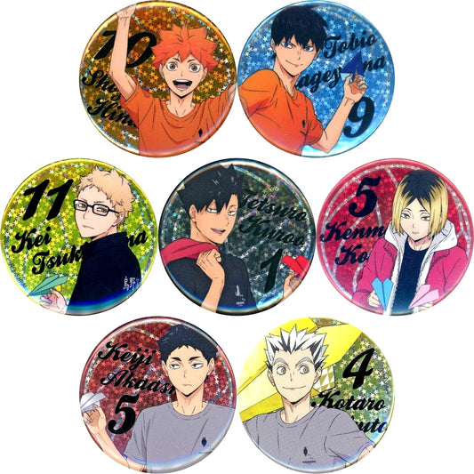 Set of 7 Haikyu!! Trading Hologram Button Paper Airplane Ver. [USED]
