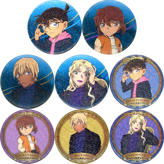 Set of 8 Detective Conan Holo Button Collection Kurogane Ver. [USED]