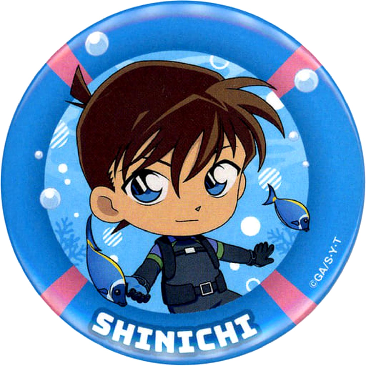 Detective Conan: Black Iron Submarine Shinichi Kudo Trading Can Badge Diver Public Commemoration Fair in Hands Limited Buttons [USED]