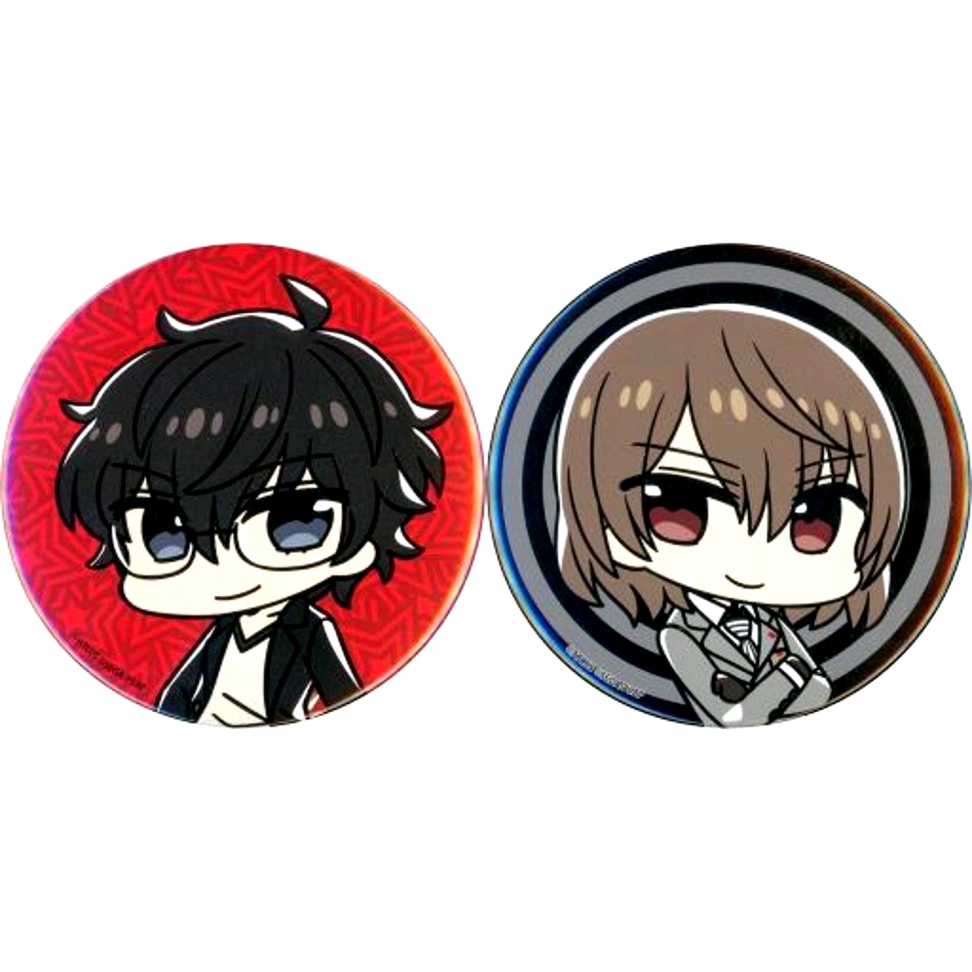 Ren Amamiya and Goro Akechi Persona 5 the Animation BIG Button Set of 2 Deformed Ver. [USED]