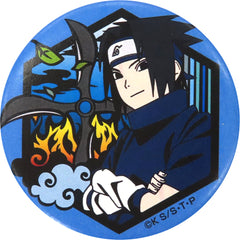 Naruto: Shippuden Sasuke Uchiha Cutout Series Japanese Paper Can Badge Part 3 Buttons [USED]