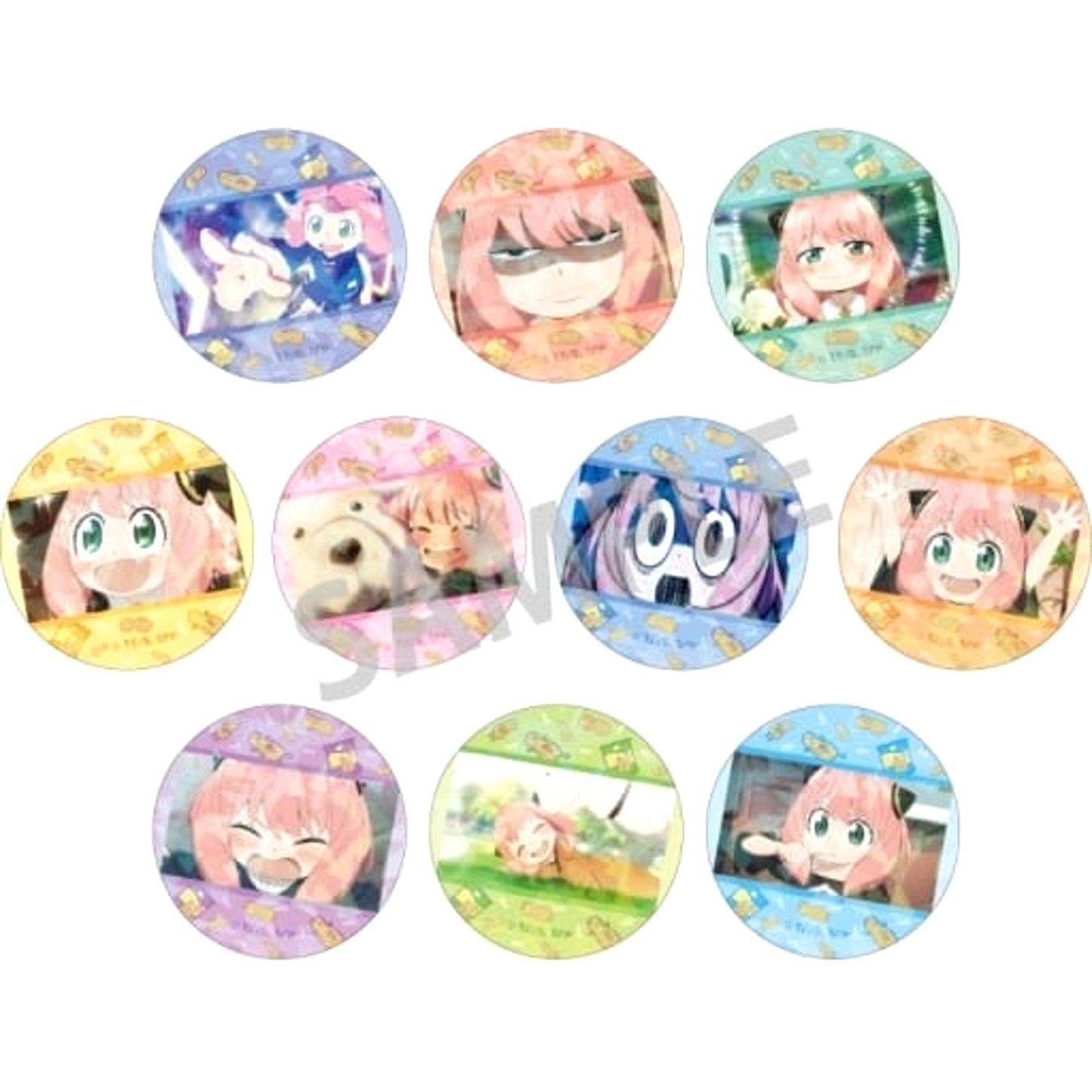 SPY x FAMILY Anya Forger & Others Pick Character Hologram Can Badge Anya 3 All 10 Types Set Buttons [USED]