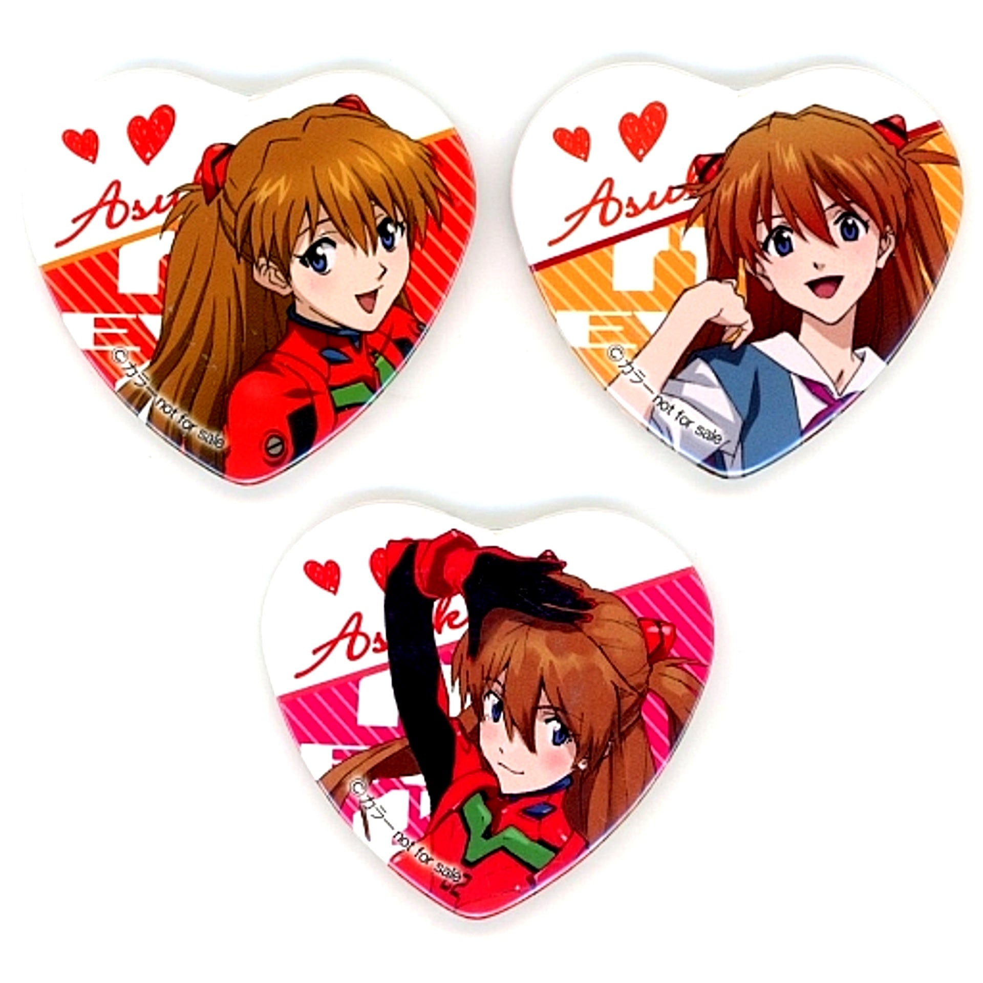 Set of 3 Heart Button Included Item for Neon Genesis Evangelion Chocolate Crunch BOX Asuka [USED]