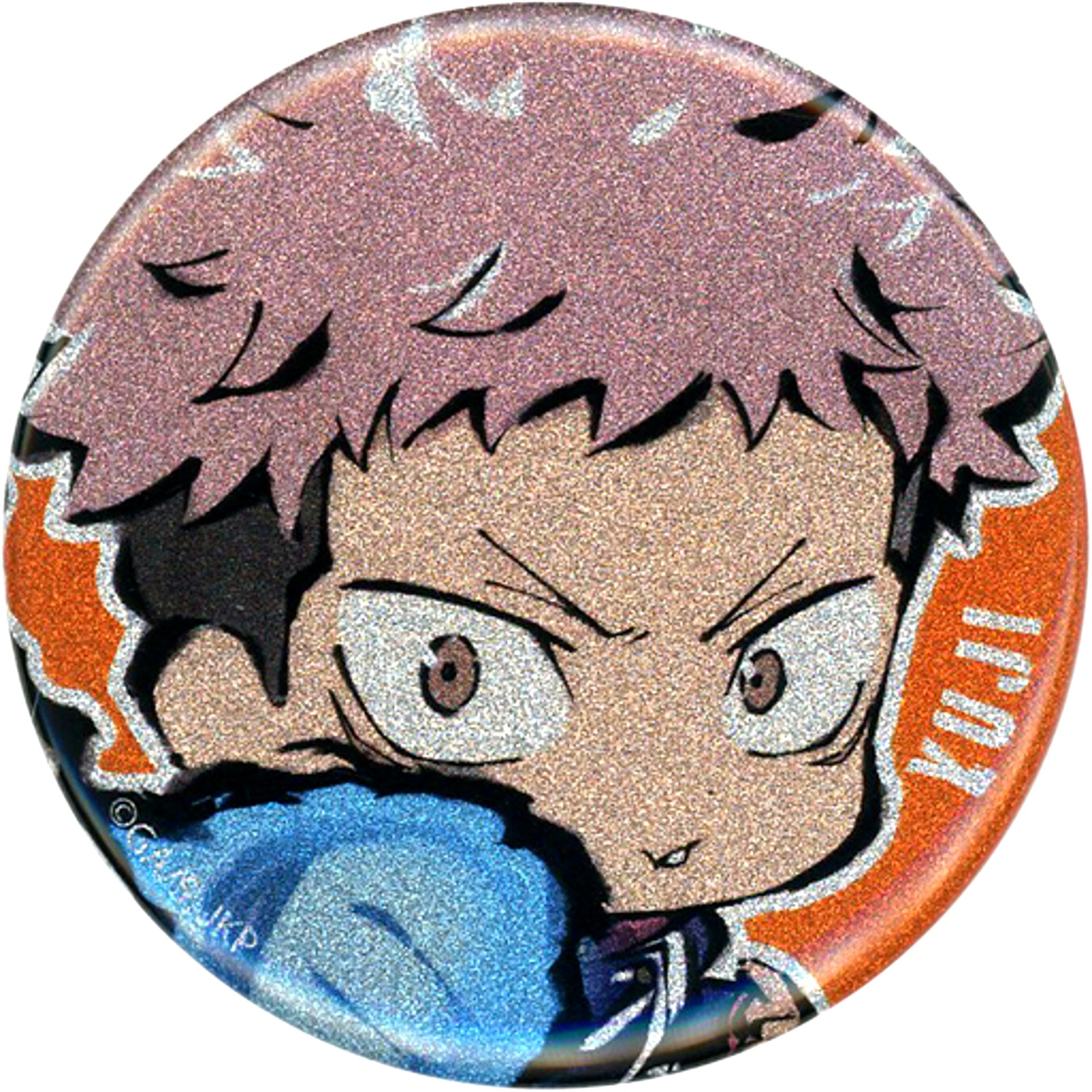 Yuji Itadori Jujutsu Kaisen x Ouchi de Collaboration Chibi Character Glitter Button [USED]