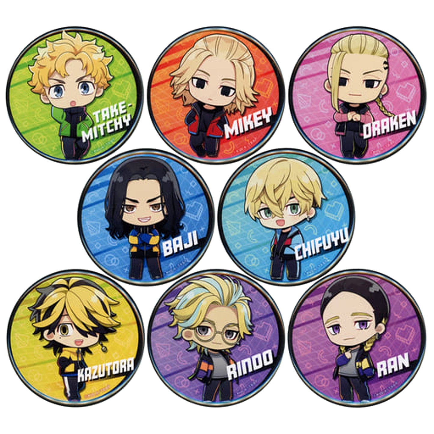 Manjiro Sano & Others Tokyo Revengers All 8 Types Set Random Button Chibi Chara Windbreaker Ver. Pop Up Shop in Marui Limited [USED]