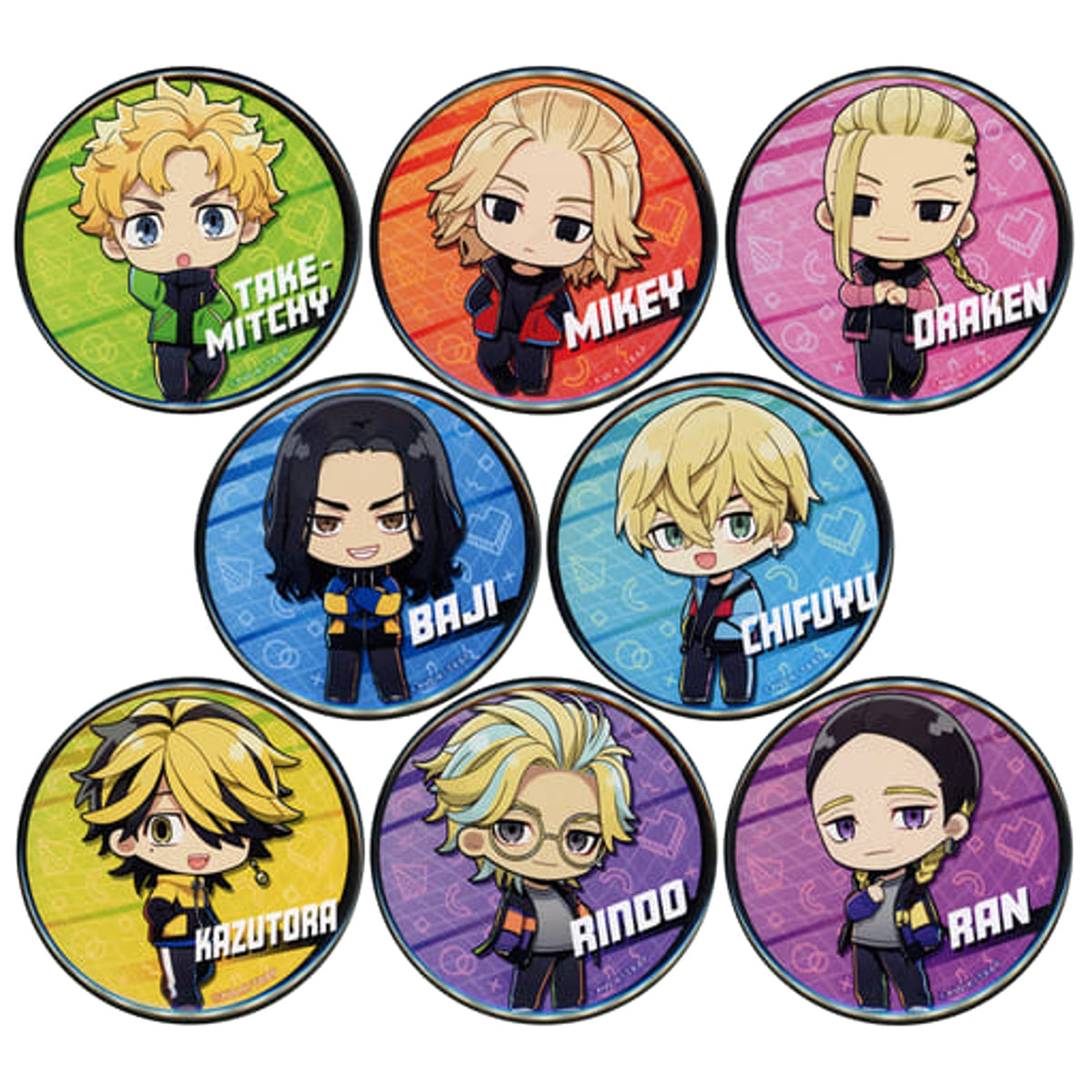 Tokyo Revengers Manjiro Sano & Others Trading Can Badge Chibi Chara Windbreaker Ver. Pop Up Shop in Marui Limited All 8 Types Set Buttons [USED]