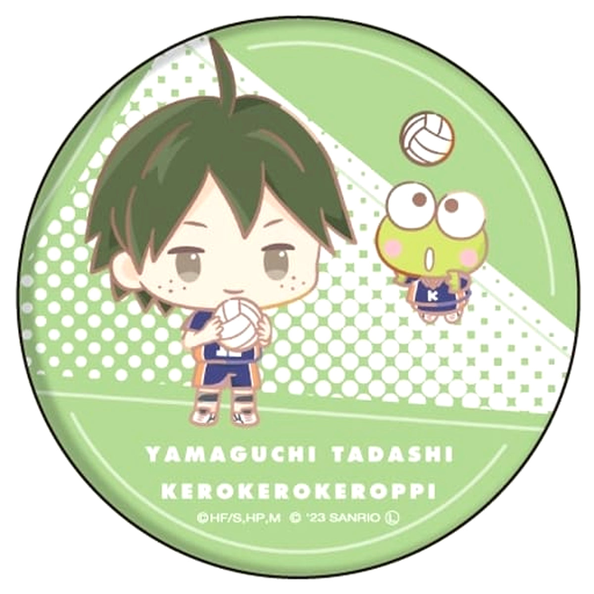 Haikyu!! X Sanrio Characters Tadashi Yamaguchi Kero Kero Keroppi Can Badge 01 Mini Character Illustration Buttons [USED]