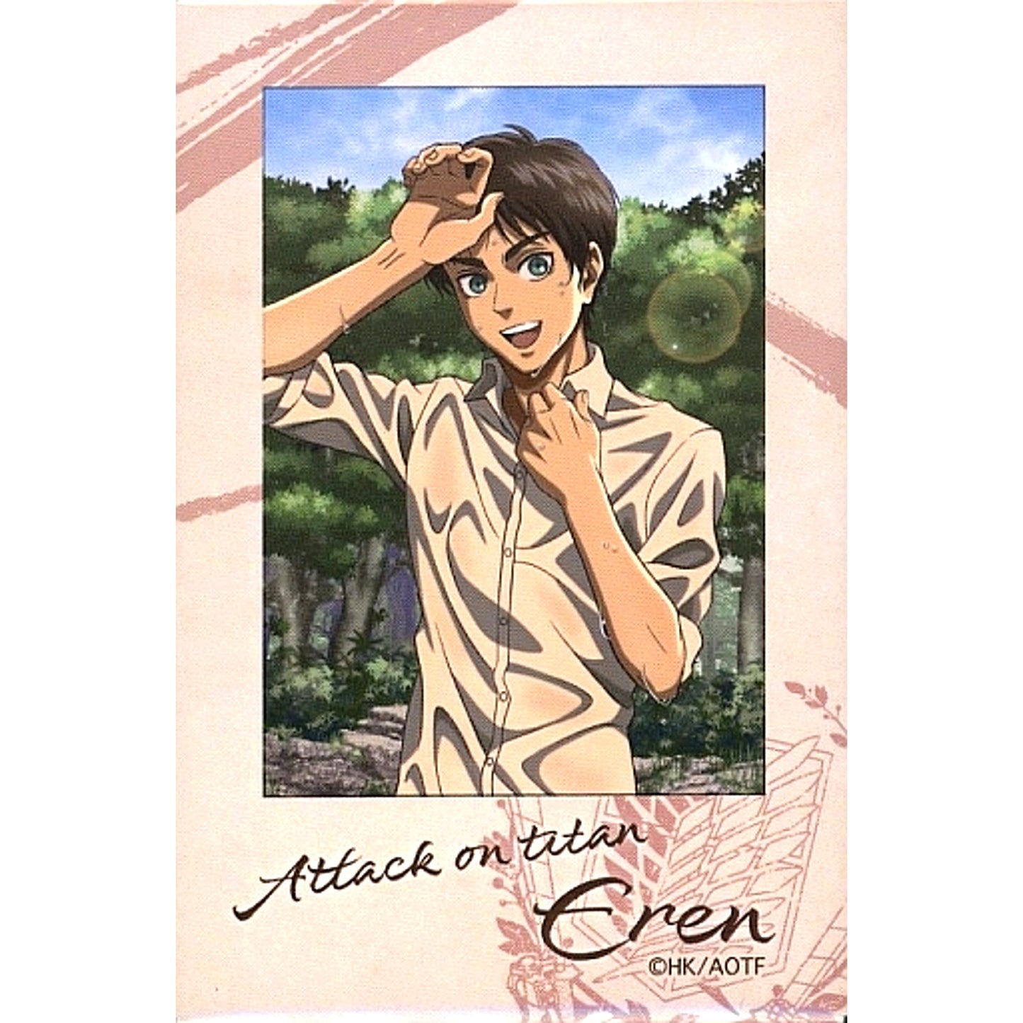 Eren Yeager Attack on Titan x Tree Village Cafe Rest Outside the Wall Square Badge [USED]