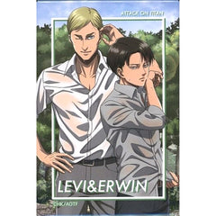 Attack on Titan Levi Ackerman Erwin Smith Square Can Badge Tree Village Cafe Rest Outside The Walls Limited Buttons [USED]