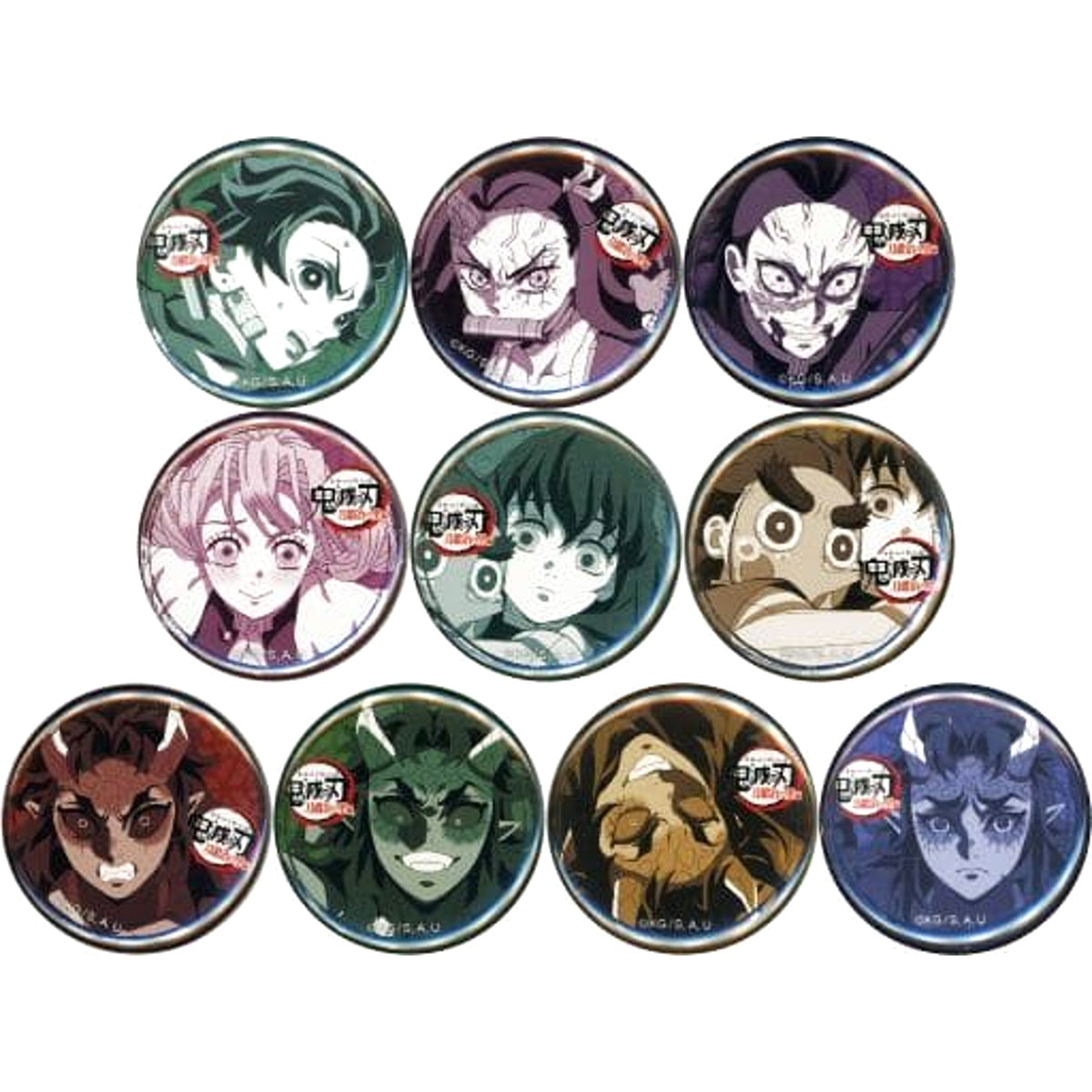 Demon Slayer: Kimetsu no Yaiba Swordsmith Village Arc Nezuko Kamado & Others 32mm Lottery Can Badge Ufotable Cafe x Machi Asobi Cafe Real Time Cafe Episode 4 Limited All 10 Types Set Buttons [USED]