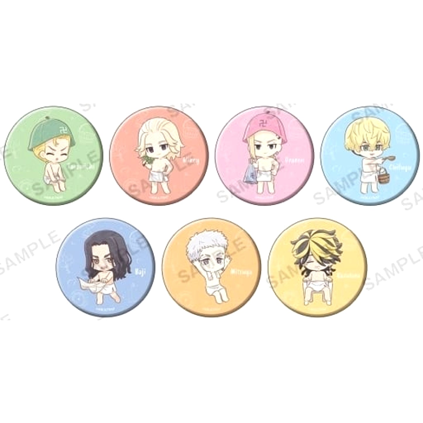Tokyo Revengers Chifuyu Matsuno & Others Trading Can Badge Yurusauna! All 7 Types Set Buttons [USED]