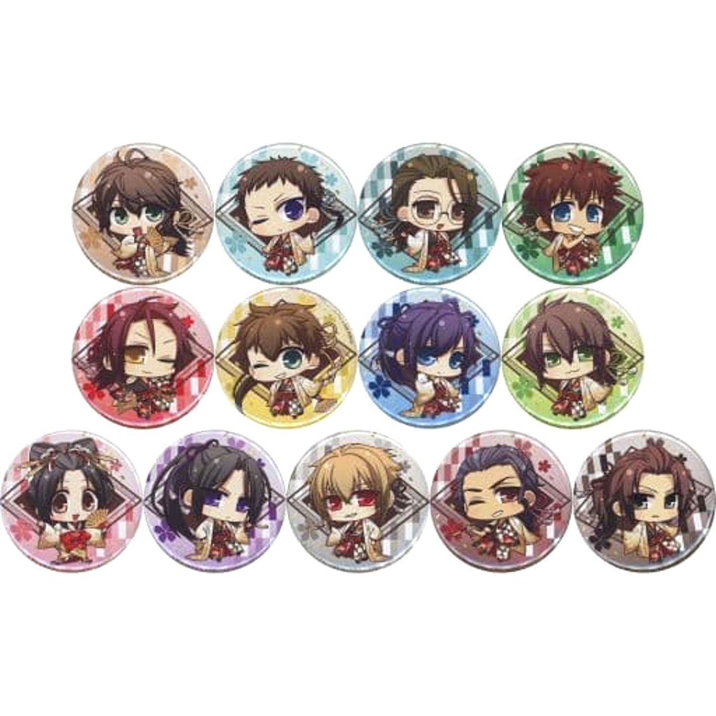 Toshizo Hijikata & Others Hakuouki Shinkai: Manyou no Shou Set of 13 Newly Drawn Chibi Character Button Stellaworth Limited Switch Software Bundled Benefits [USED]