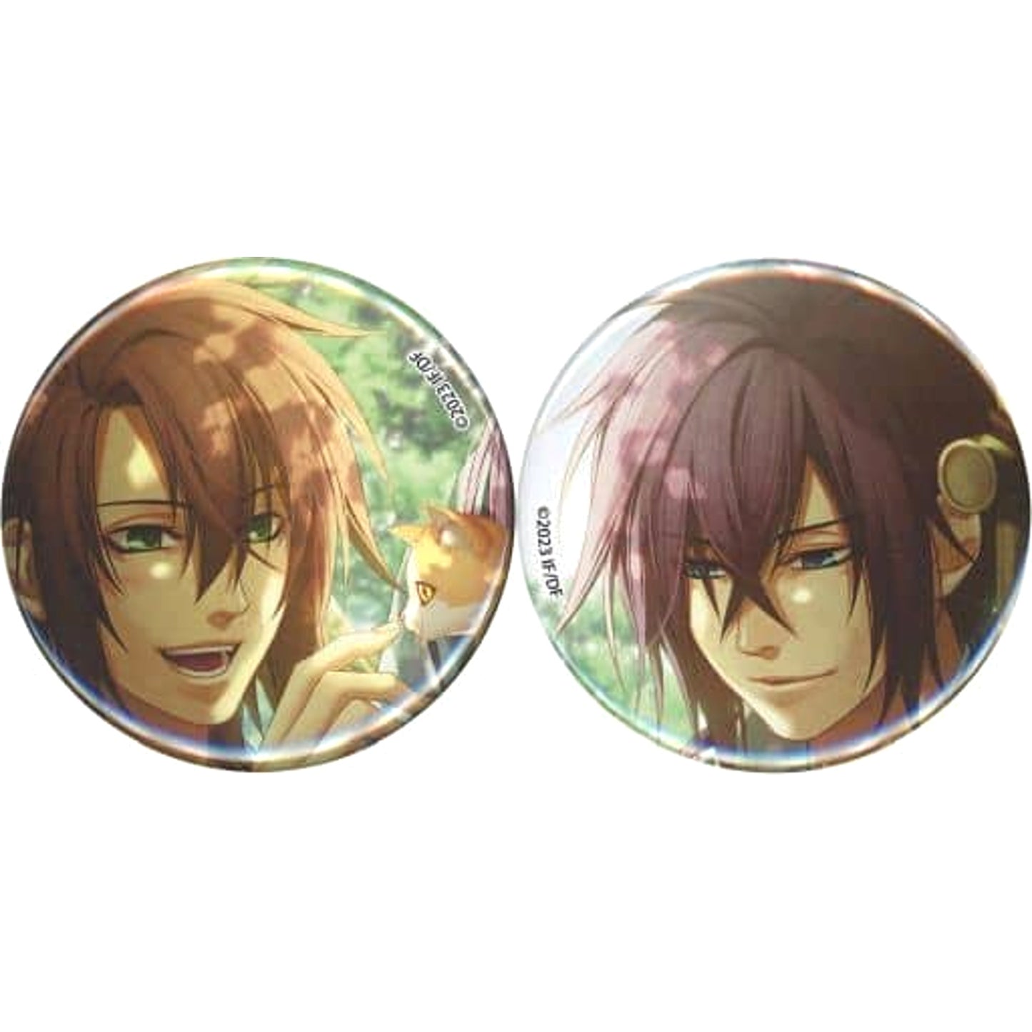 Hakuouki Shinkai: Manyou no Shou Soshi Okita Hajime Saito Newly Drawn Can Badge Ebten Limited Switch Software ebtenDX Pack Included Bonus 2 Types set Buttons [USED]