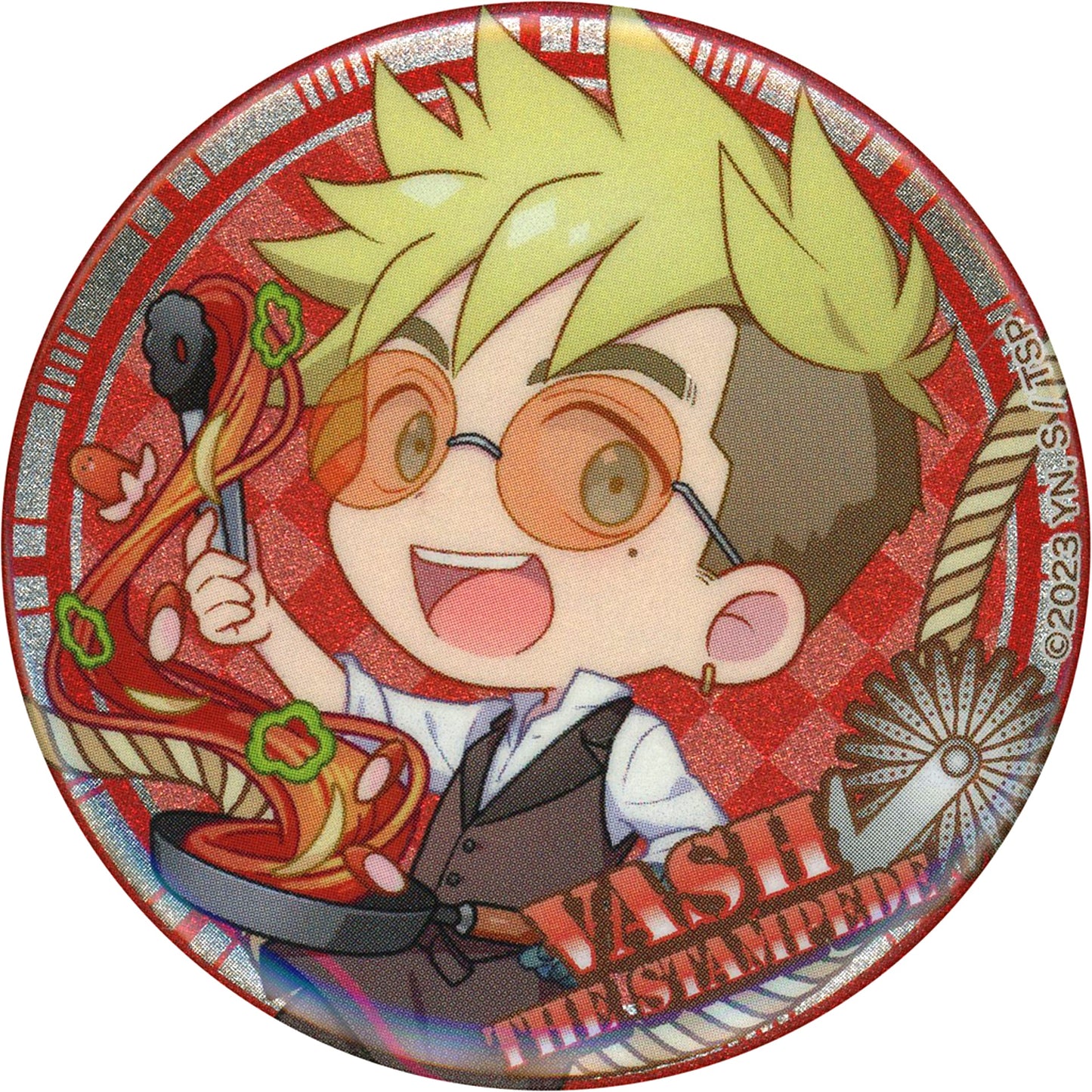 Vash the Stampede TRIGUN STAMPEDE Glitter Trading Button SALOON Ver. Chugai Grace Cafe [USED]