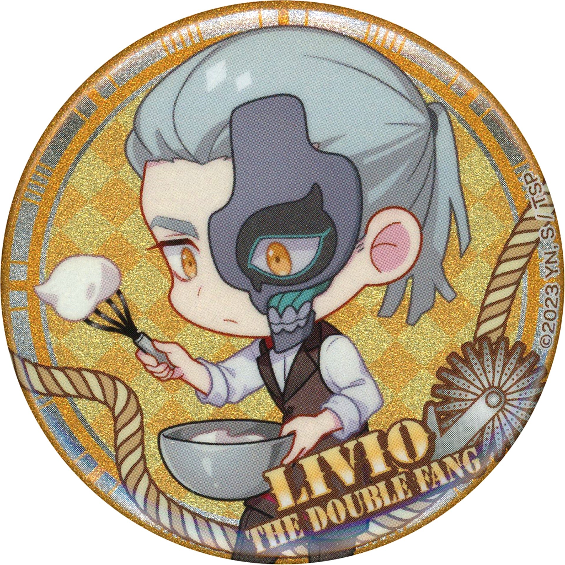 Livio the Double Fang TRIGUN STAMPEDE Glitter Trading Button SALOON Ver. Chugai Grace Cafe [USED]
