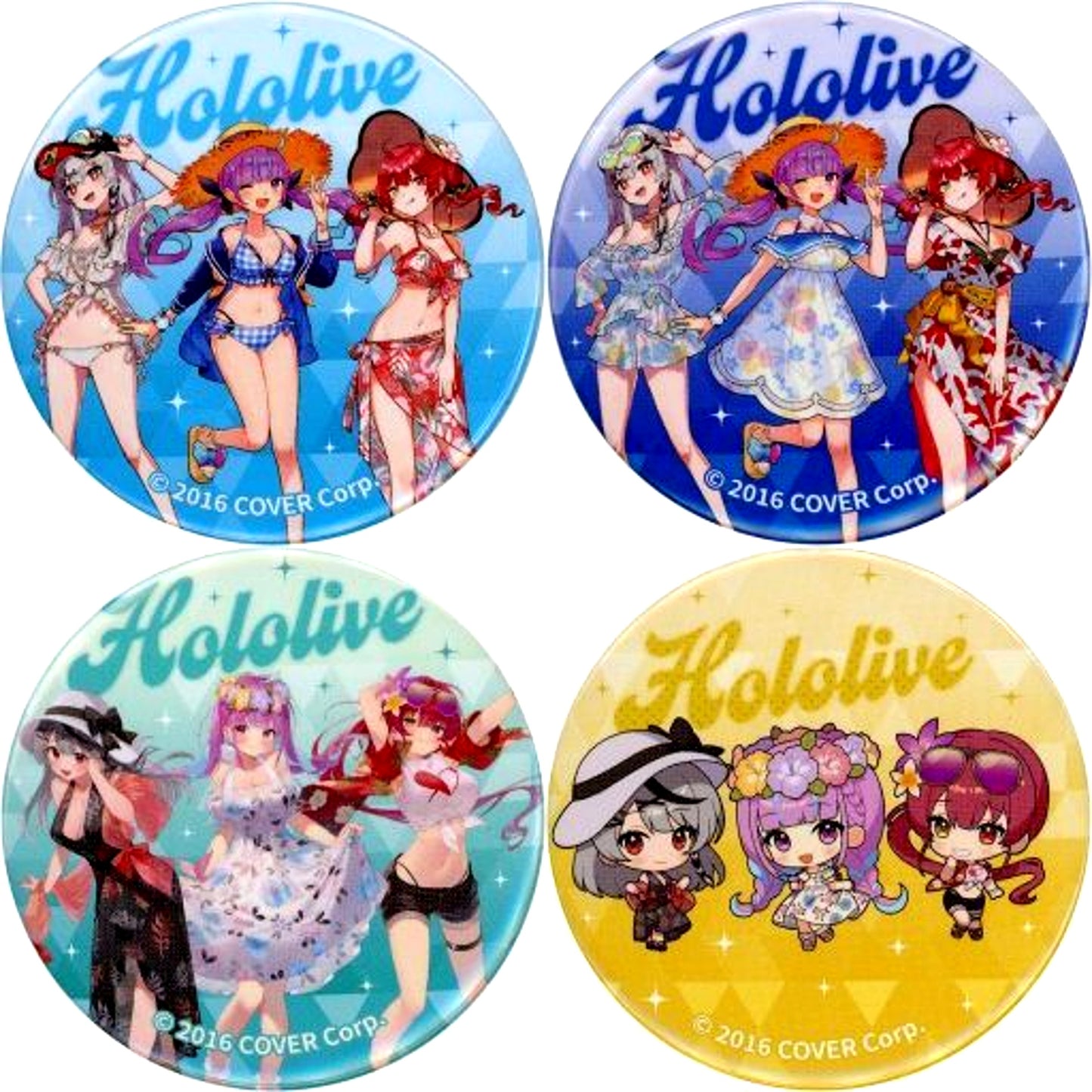 Set of 4 UMISEA Virtual YouTuber Hololive Original Button Venue Limited Purchase Bonus in Sunshine City [USED]