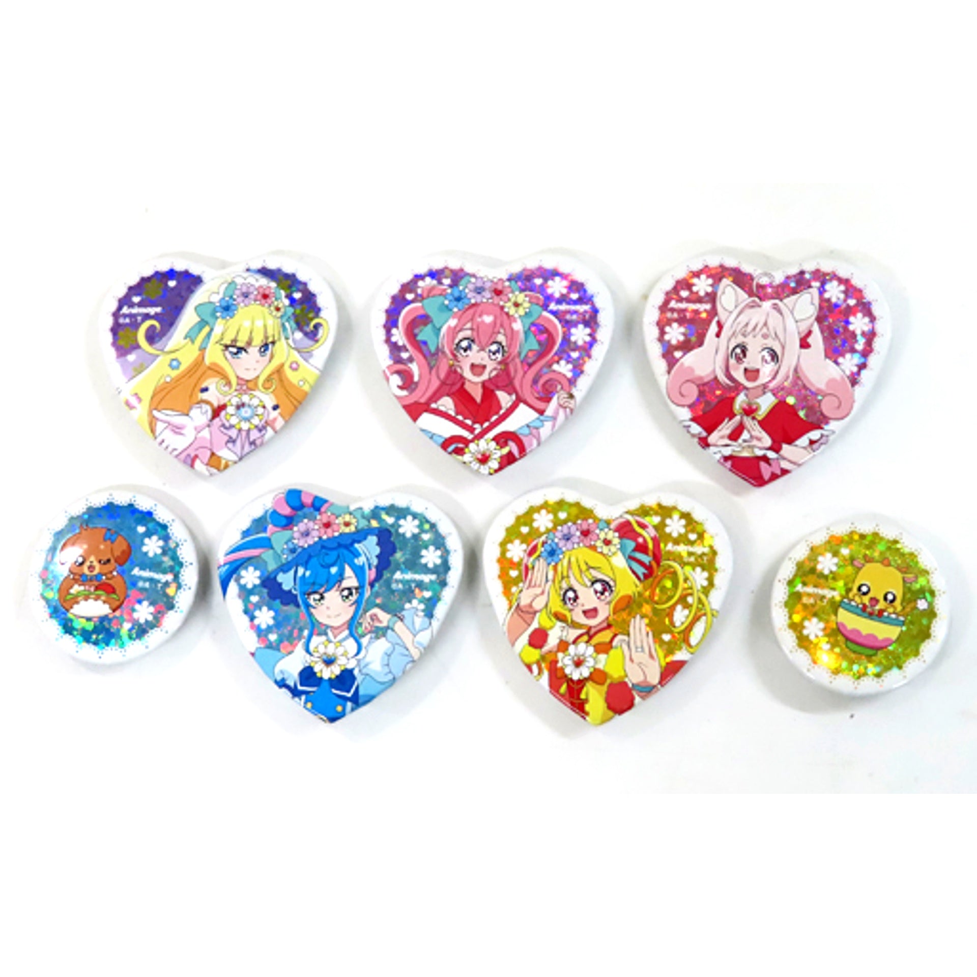 Group Hologram Badge Set of 7 Delicious Party Precure Animage January 2023 Special Issue All Applicants Service Item [USED]