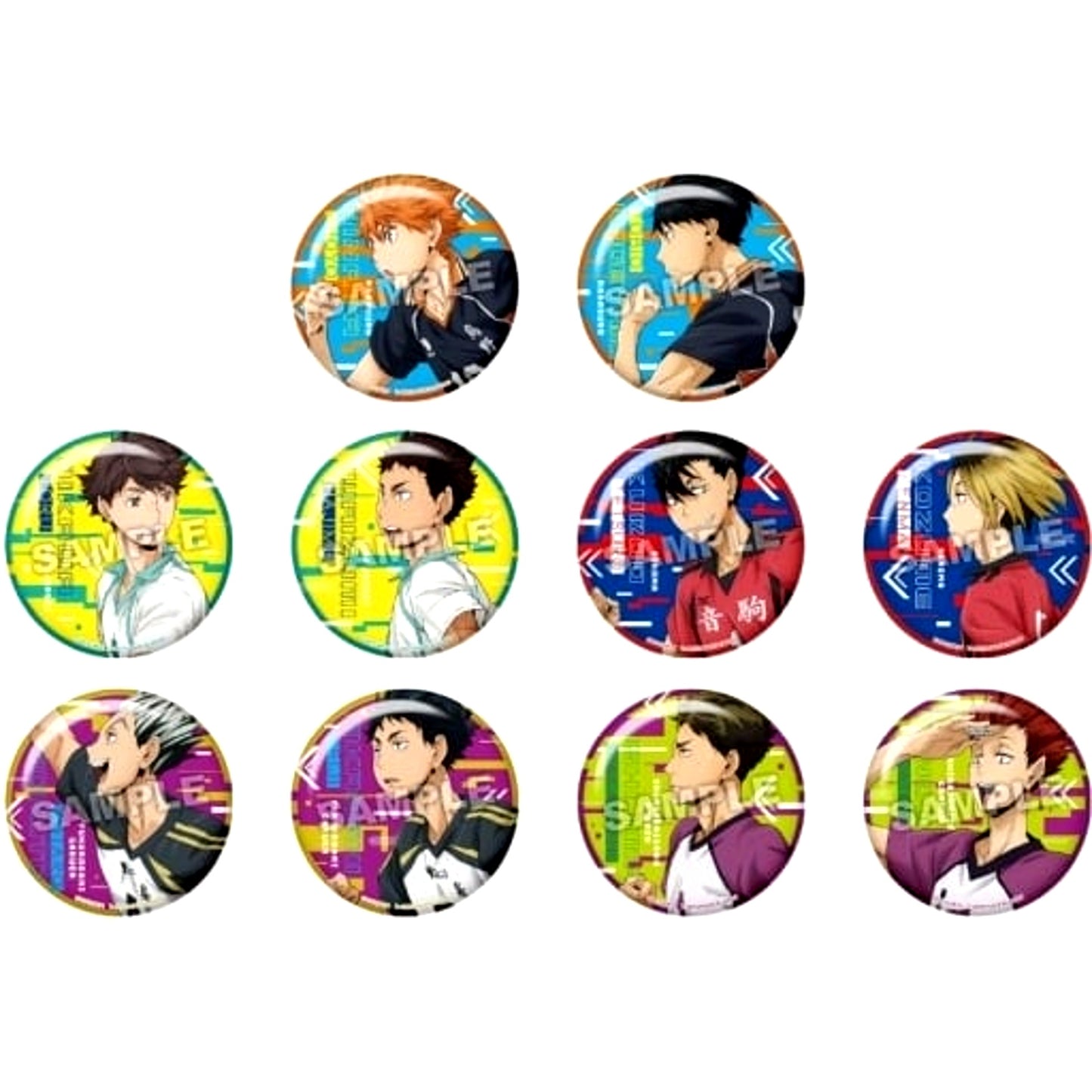 Set of 10 Color Palette Haikyu!! Dash Trading Button [USED]