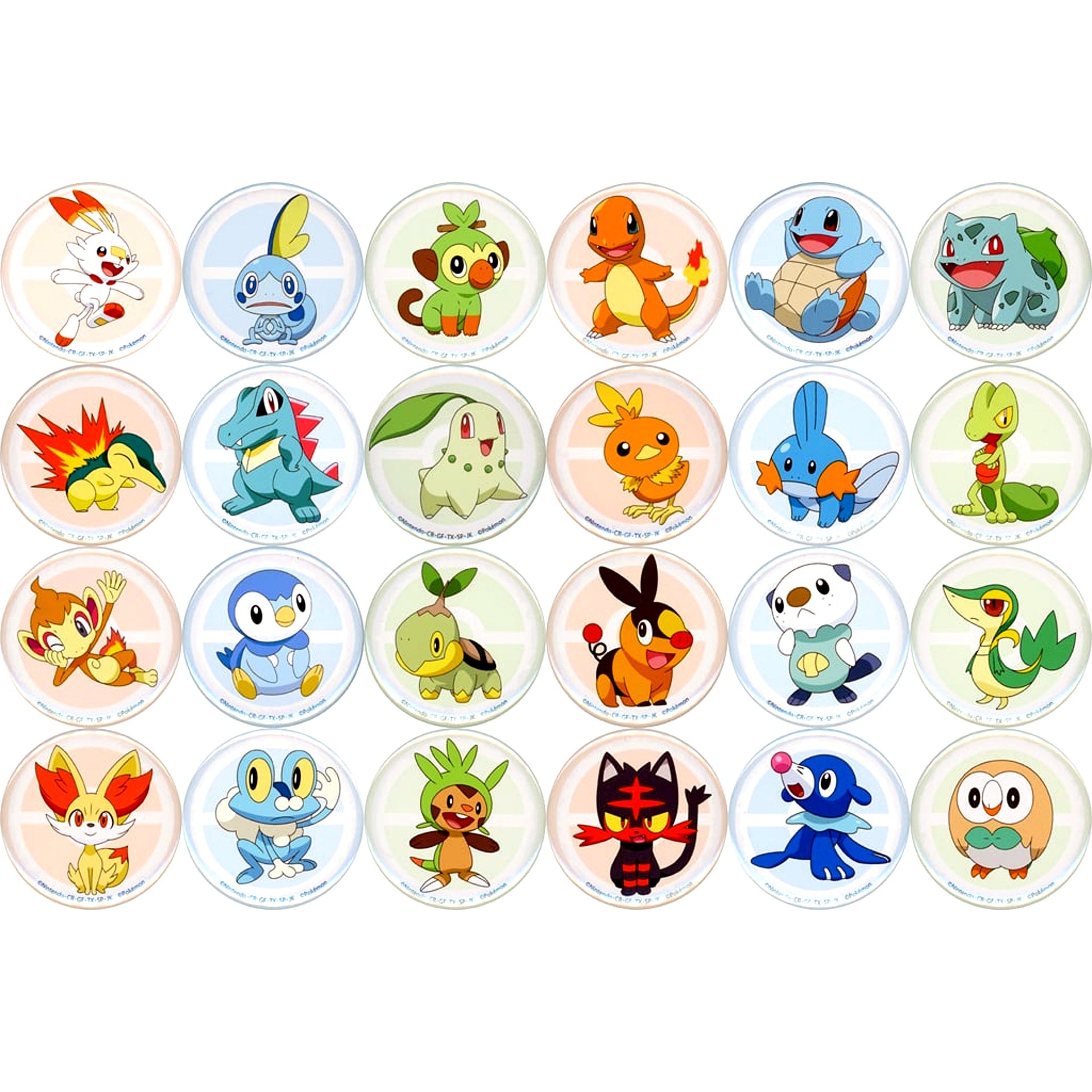 Set of 24 All Characters Pokemon Button Collection Starter 3 Pokemon Village Vanguard Limited [USED]