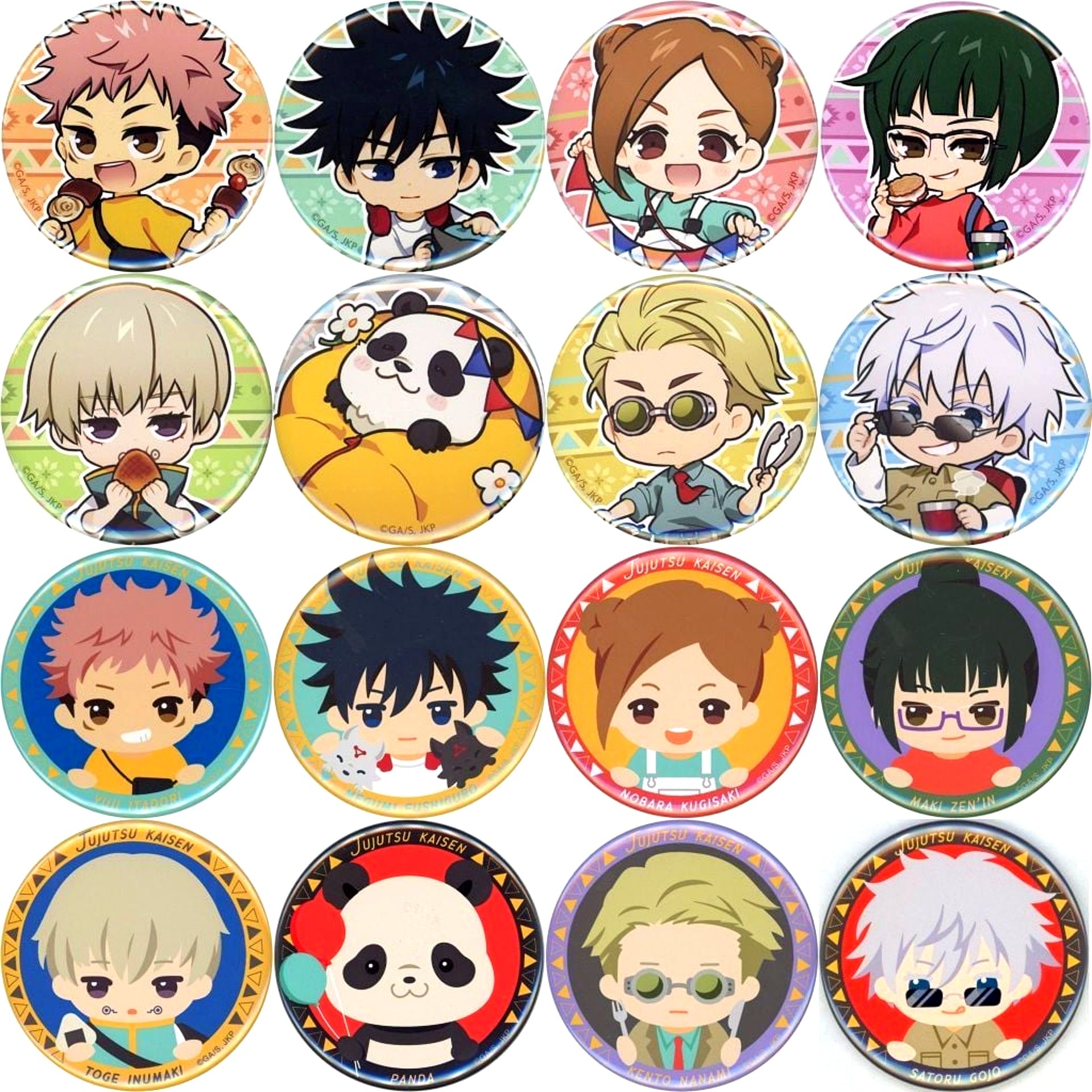 Middle Blessing Set of 16 Jujutsu Kaisen Marukuji Let's Go Camping Button [USED]