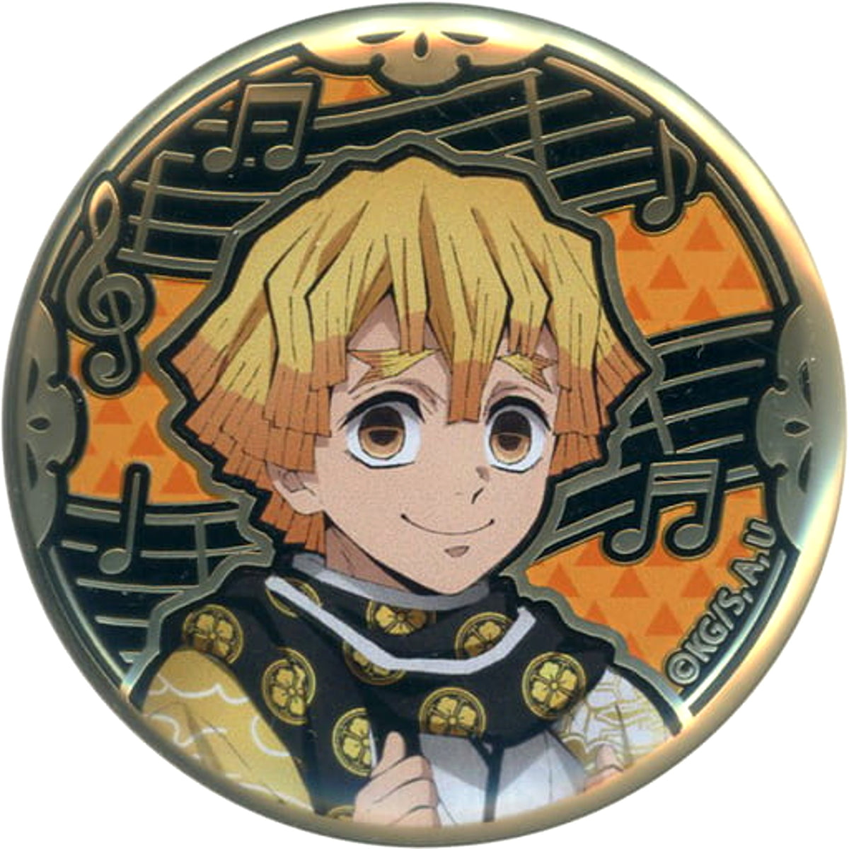 Demon Slayer: Kimetsu no Yaiba Zenitsu Agatsuma Relief Metal Can Badge Orchestra Concert: Kimetsu no Kanade Yuukaku-hen Limited Buttons [USED]